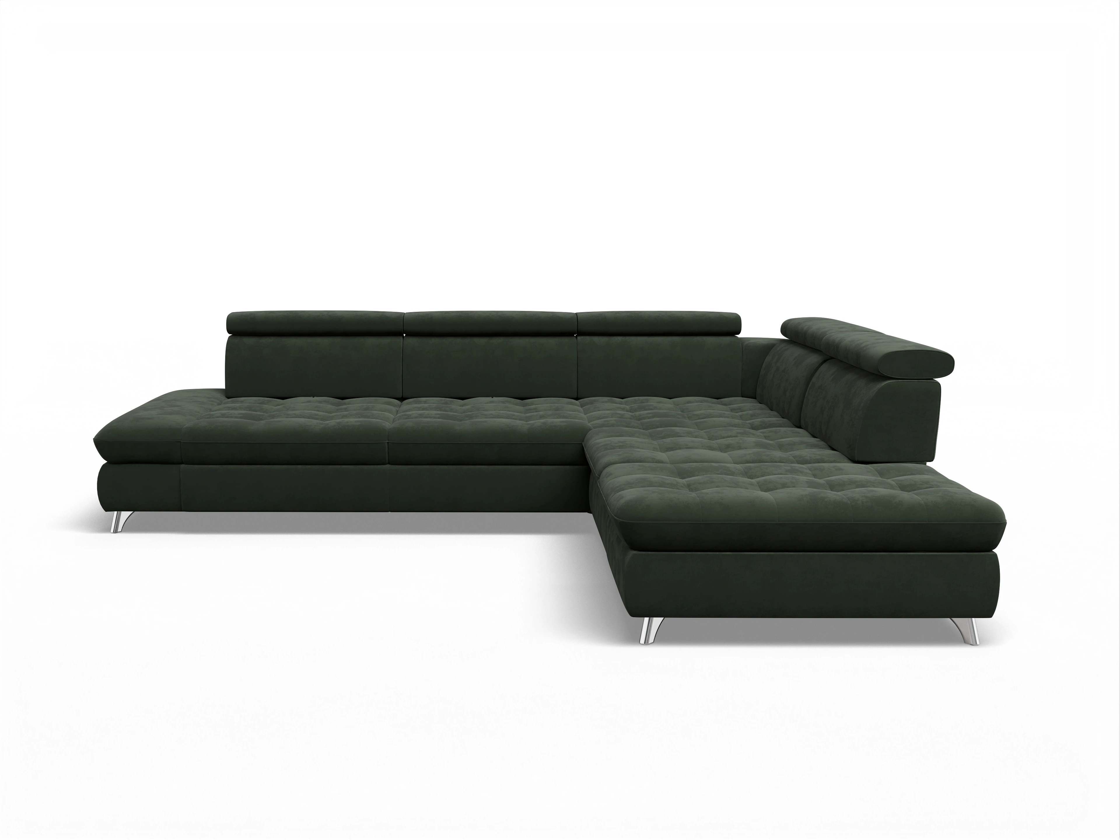 Ansicht des Produktes Memphis Stoff Ecksofa rechts Abschluss offen in Stoff Grün