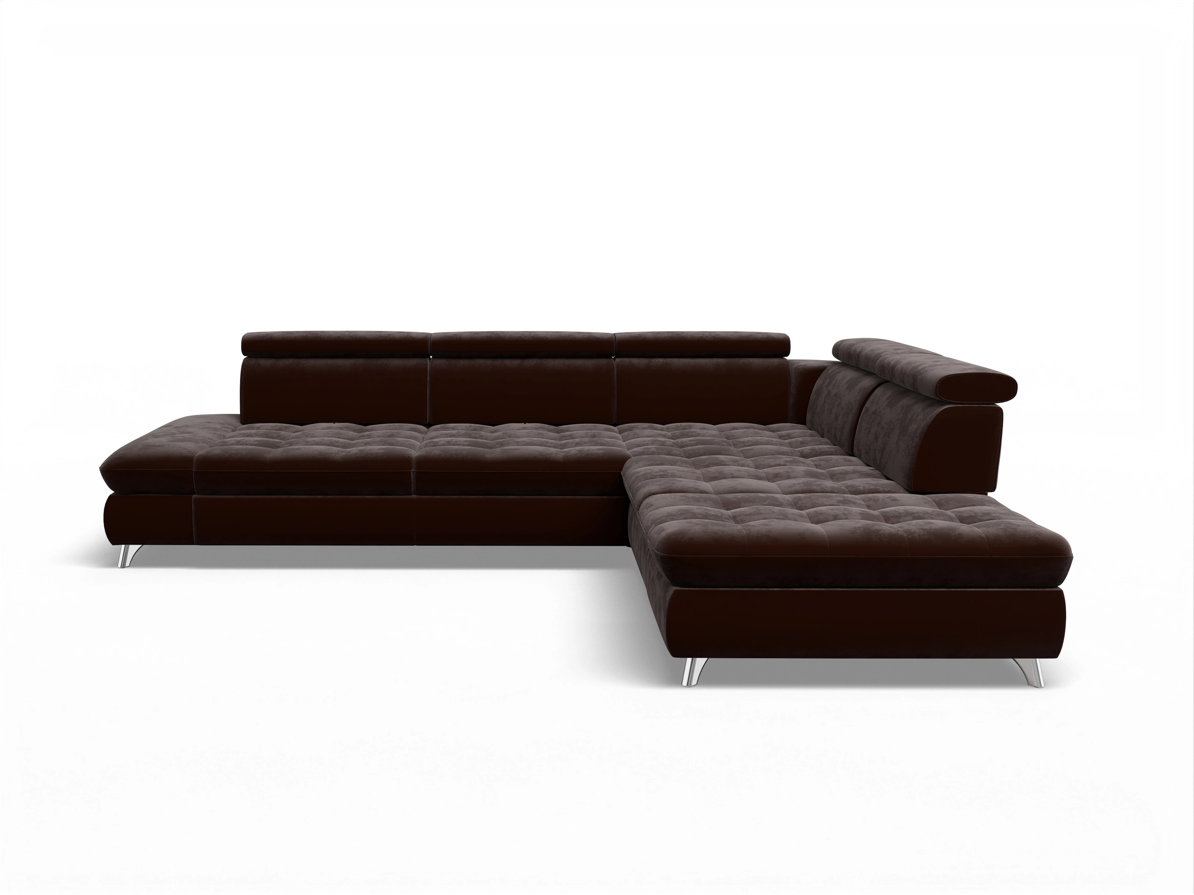Ansicht des Produktes Memphis Stoff Ecksofa rechts Abschluss offen in Stoff Braun