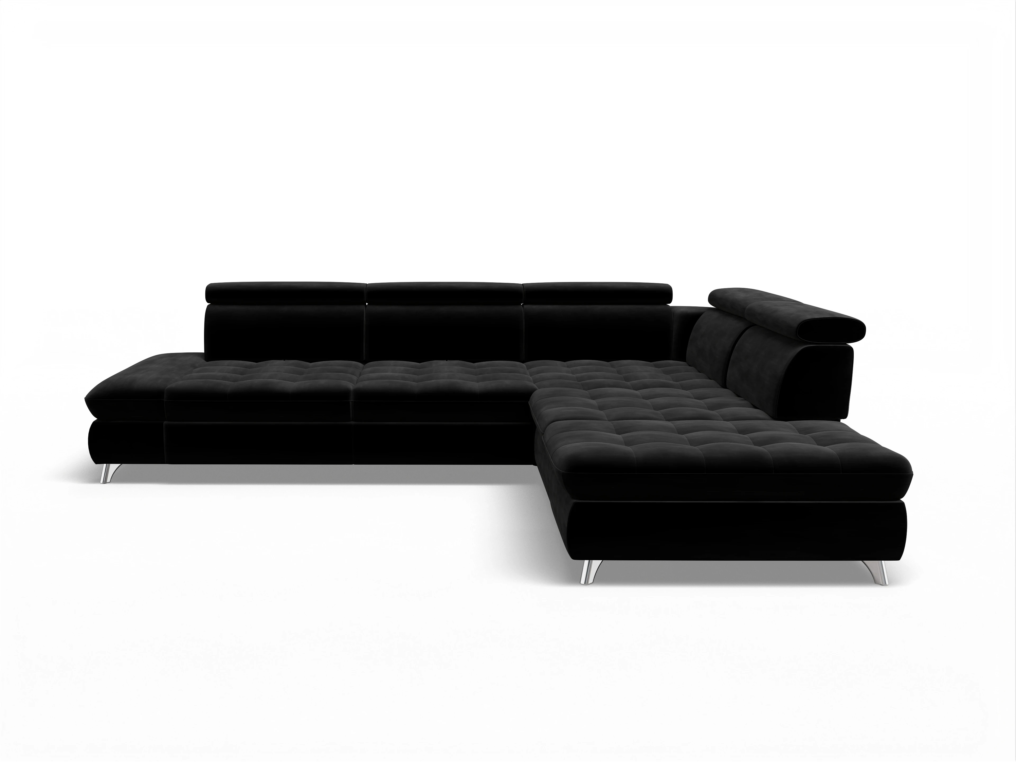 Ansicht des Produktes Memphis Stoff Ecksofa rechts Abschluss offen in Stoff Schwarz