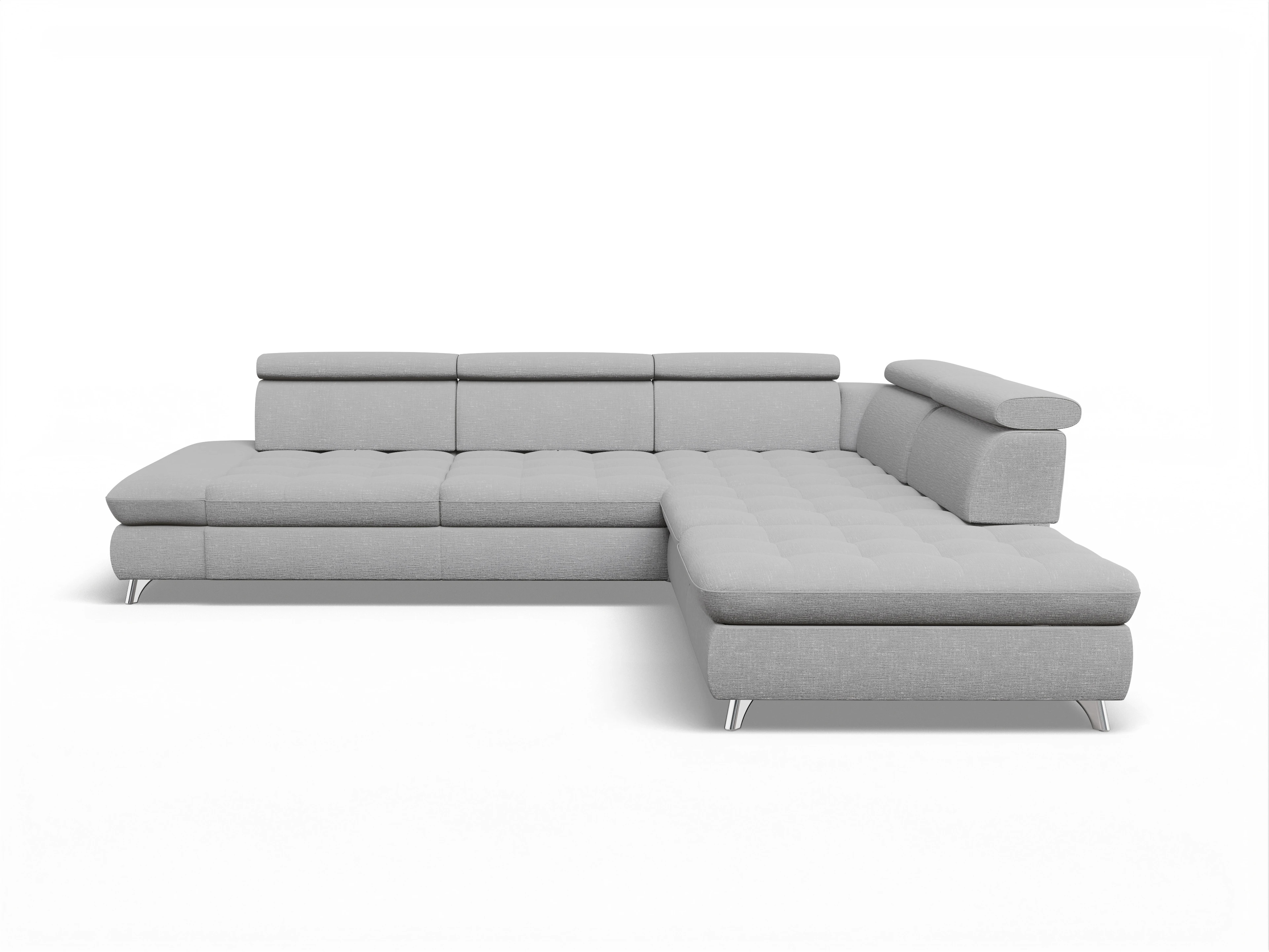 Ansicht des Produktes Memphis Stoff Ecksofa rechts Abschluss offen in Stoff Grau