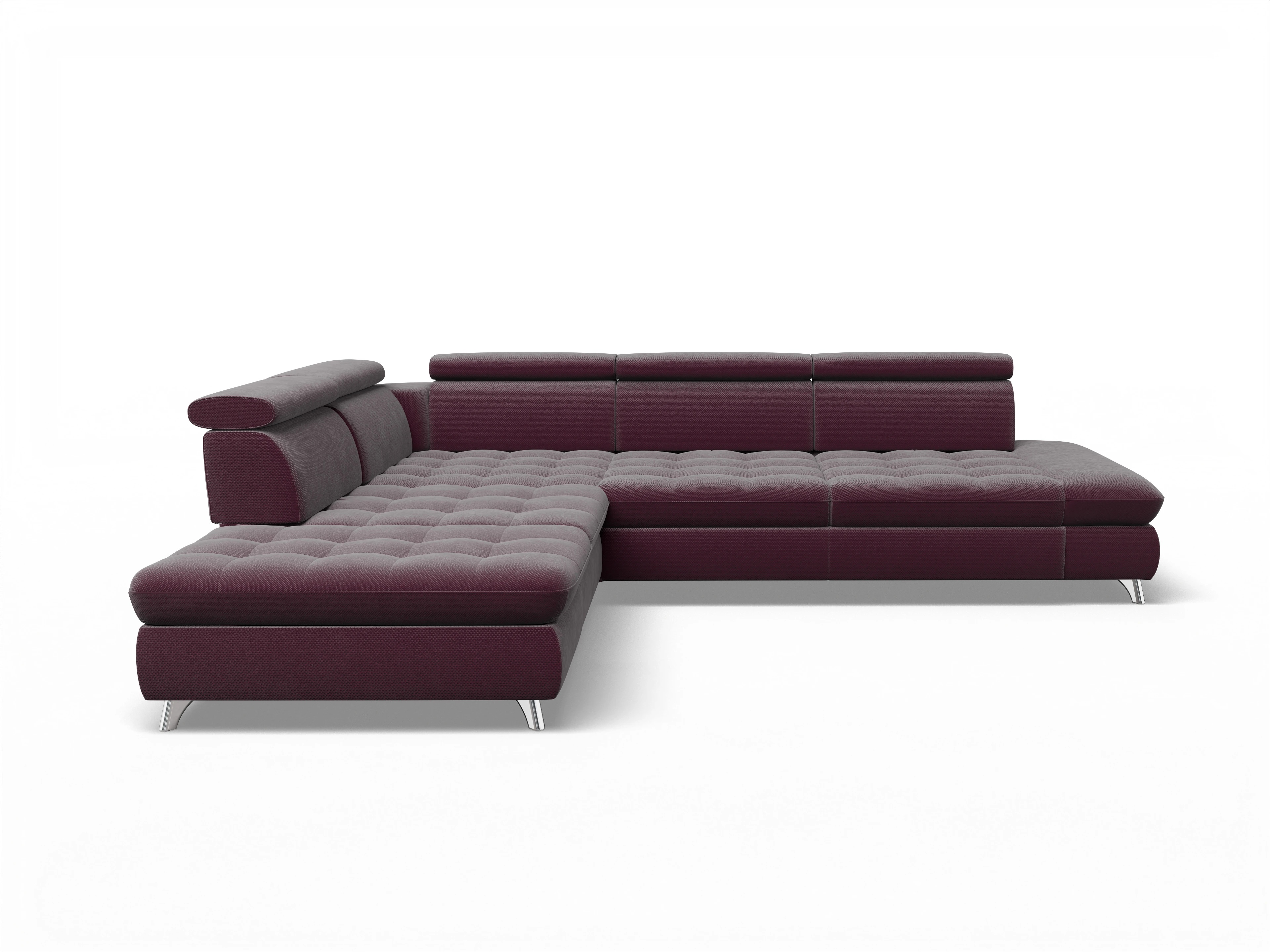 Ansicht des Produktes Memphis Stoff Ecksofa links Abschluss offen in Stoff Rot