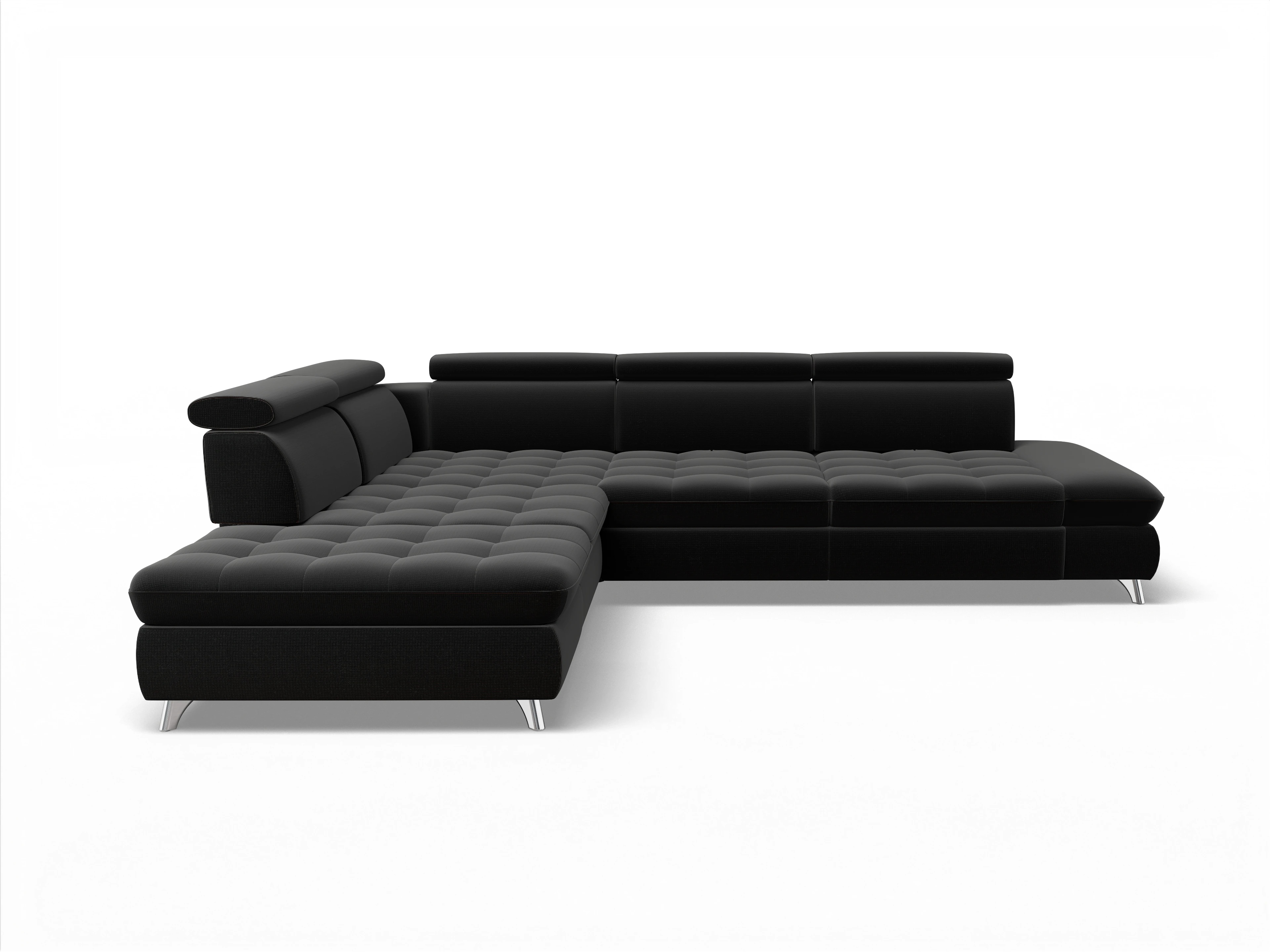 Ansicht des Produktes Memphis Stoff Ecksofa links Abschluss offen in Stoff Schwarz