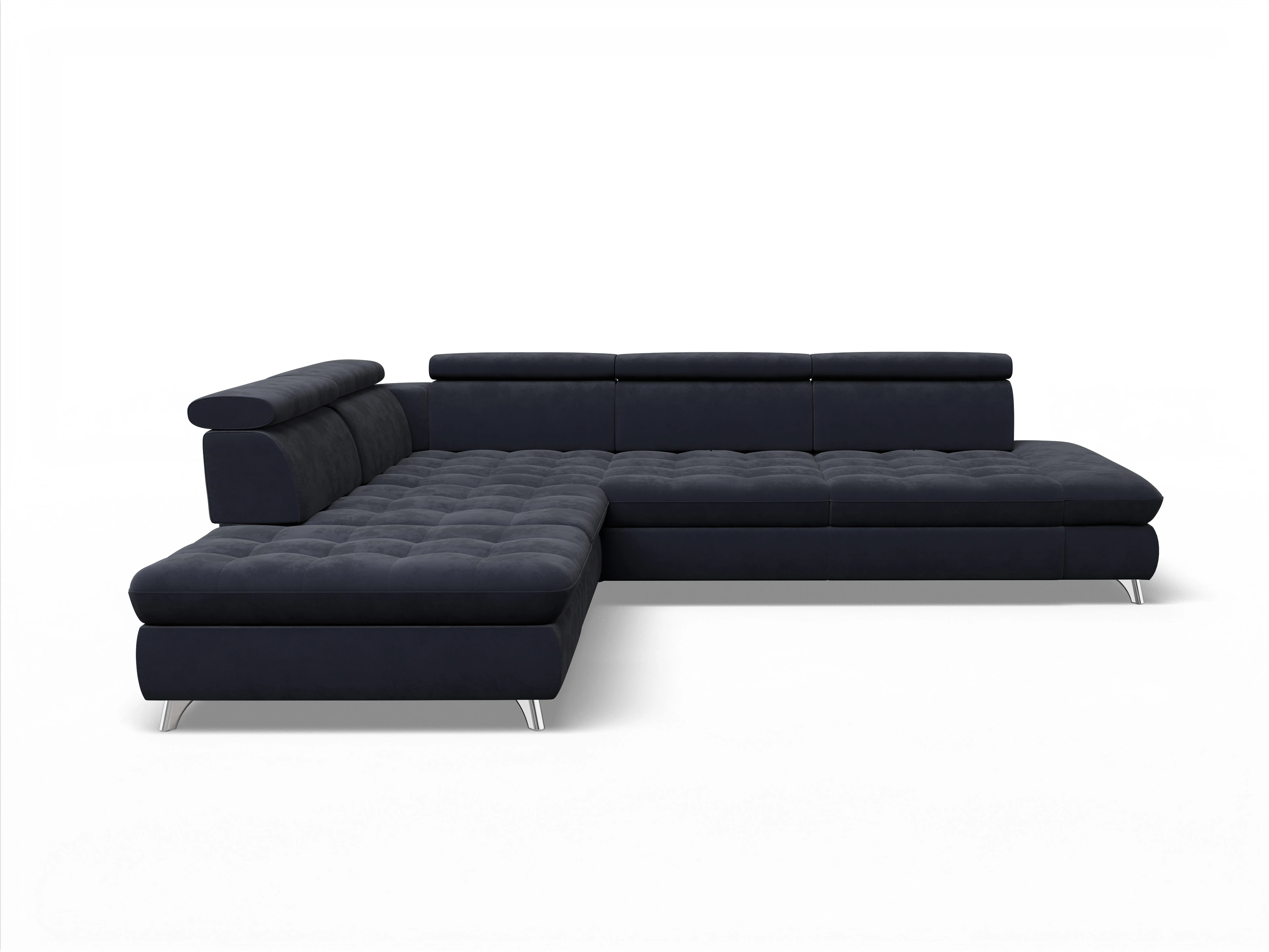 Ansicht des Produktes Memphis Stoff Ecksofa links Abschluss offen in Stoff Blau