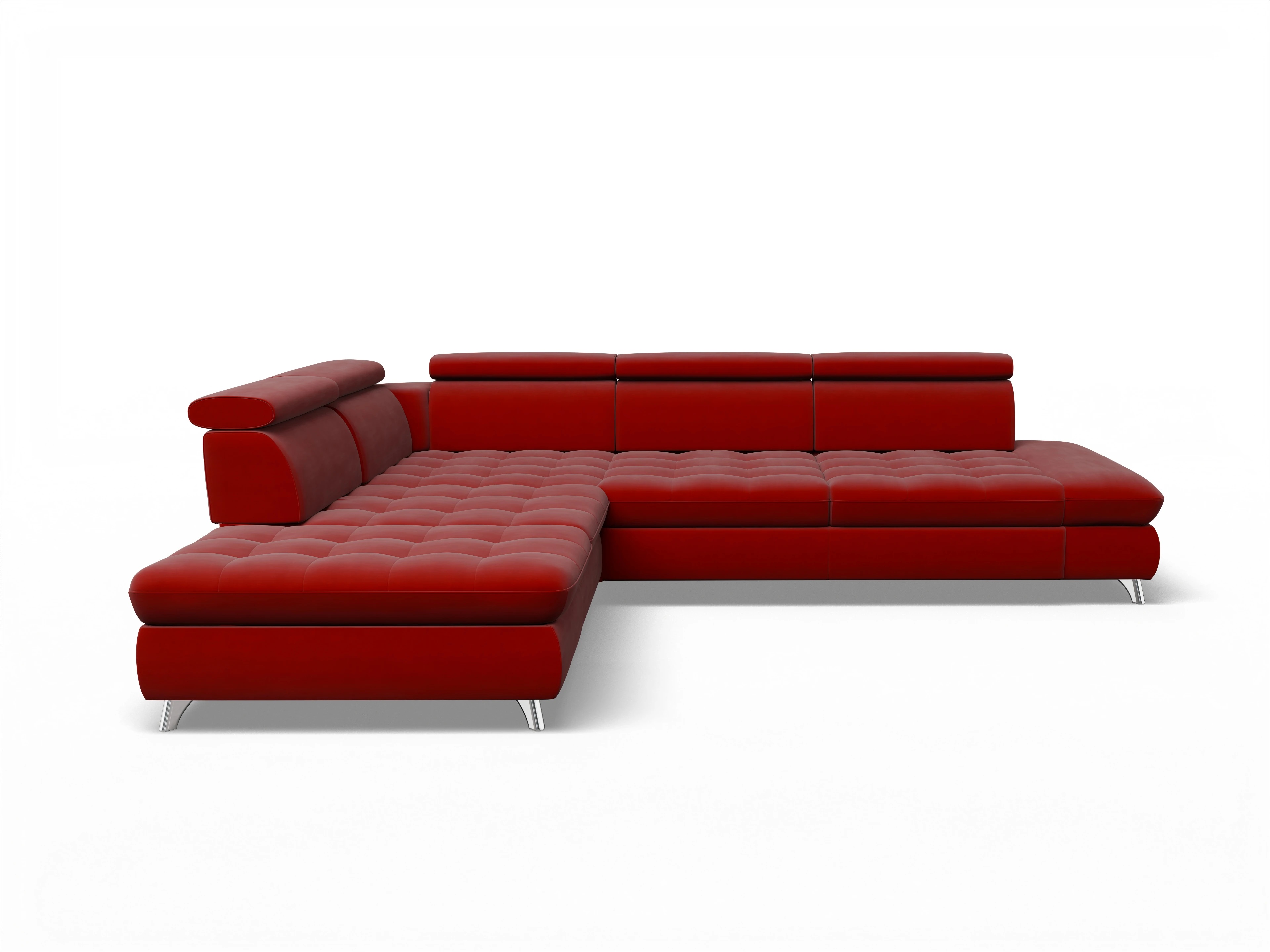 Ansicht des Produktes Memphis Stoff Ecksofa links Abschluss offen in Stoff Rot