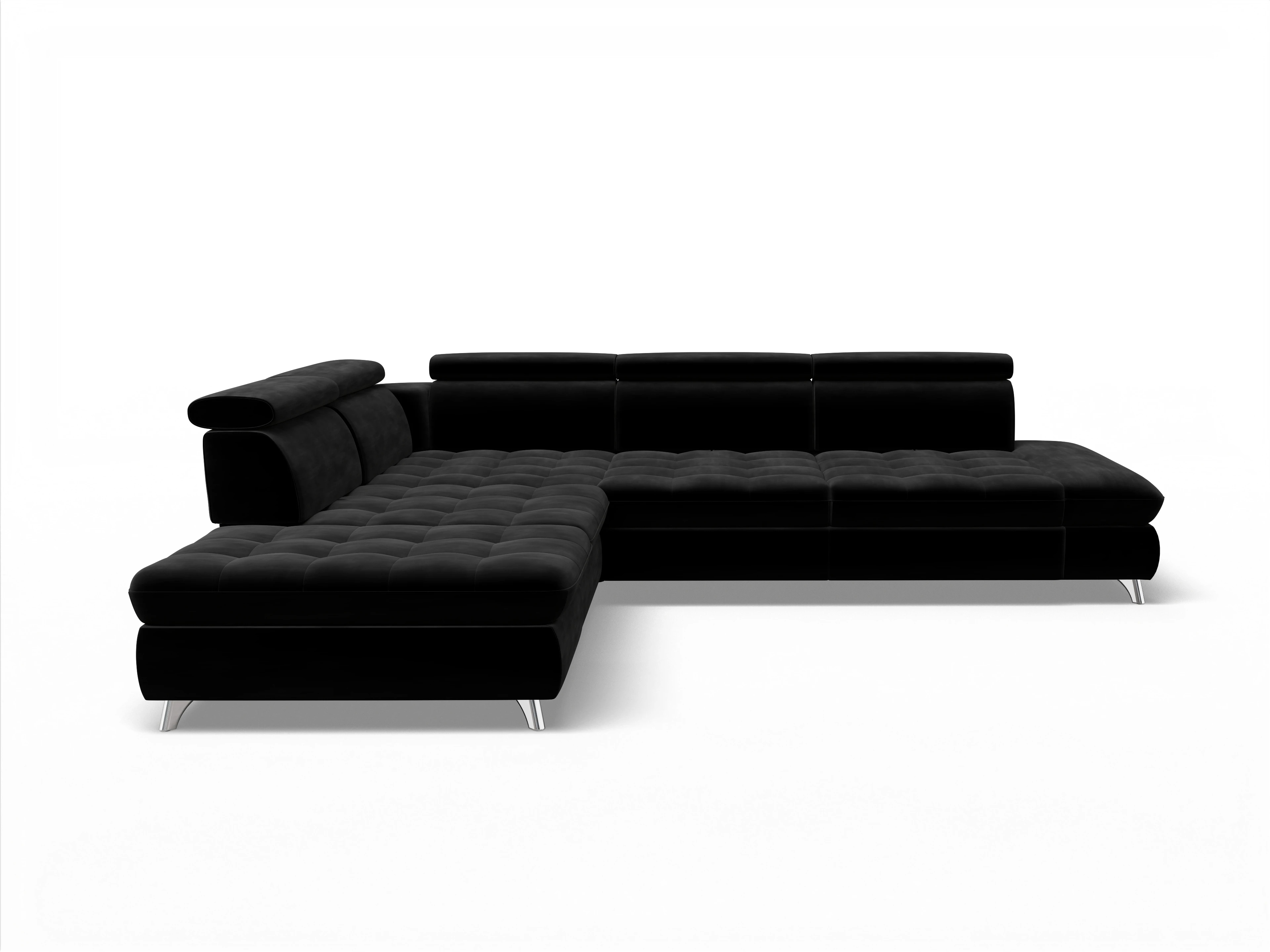 Ansicht des Produktes Memphis Stoff Ecksofa links Abschluss offen in Stoff Schwarz