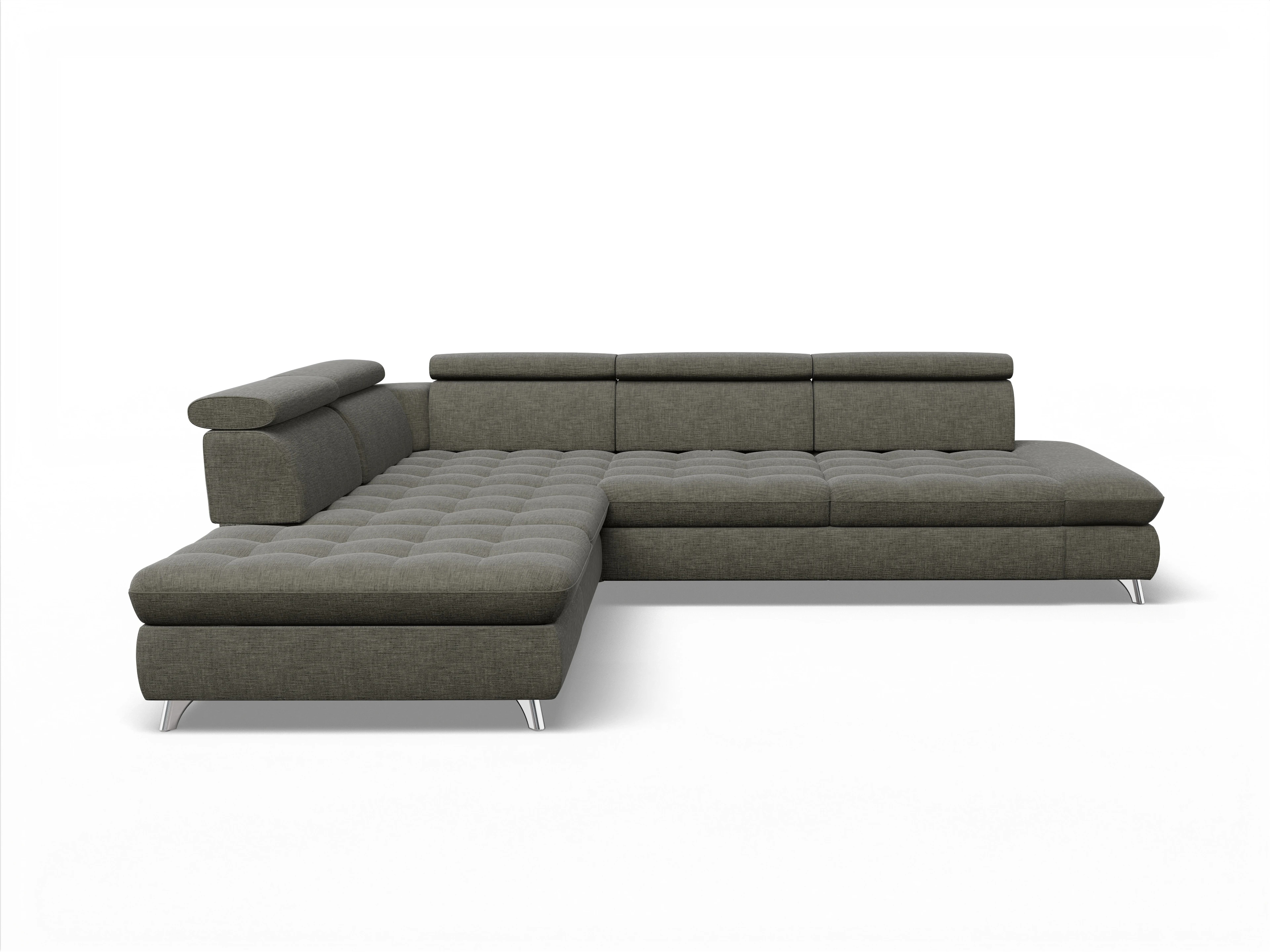 Ansicht des Produktes Memphis Stoff Ecksofa links Abschluss offen in Stoff Braun