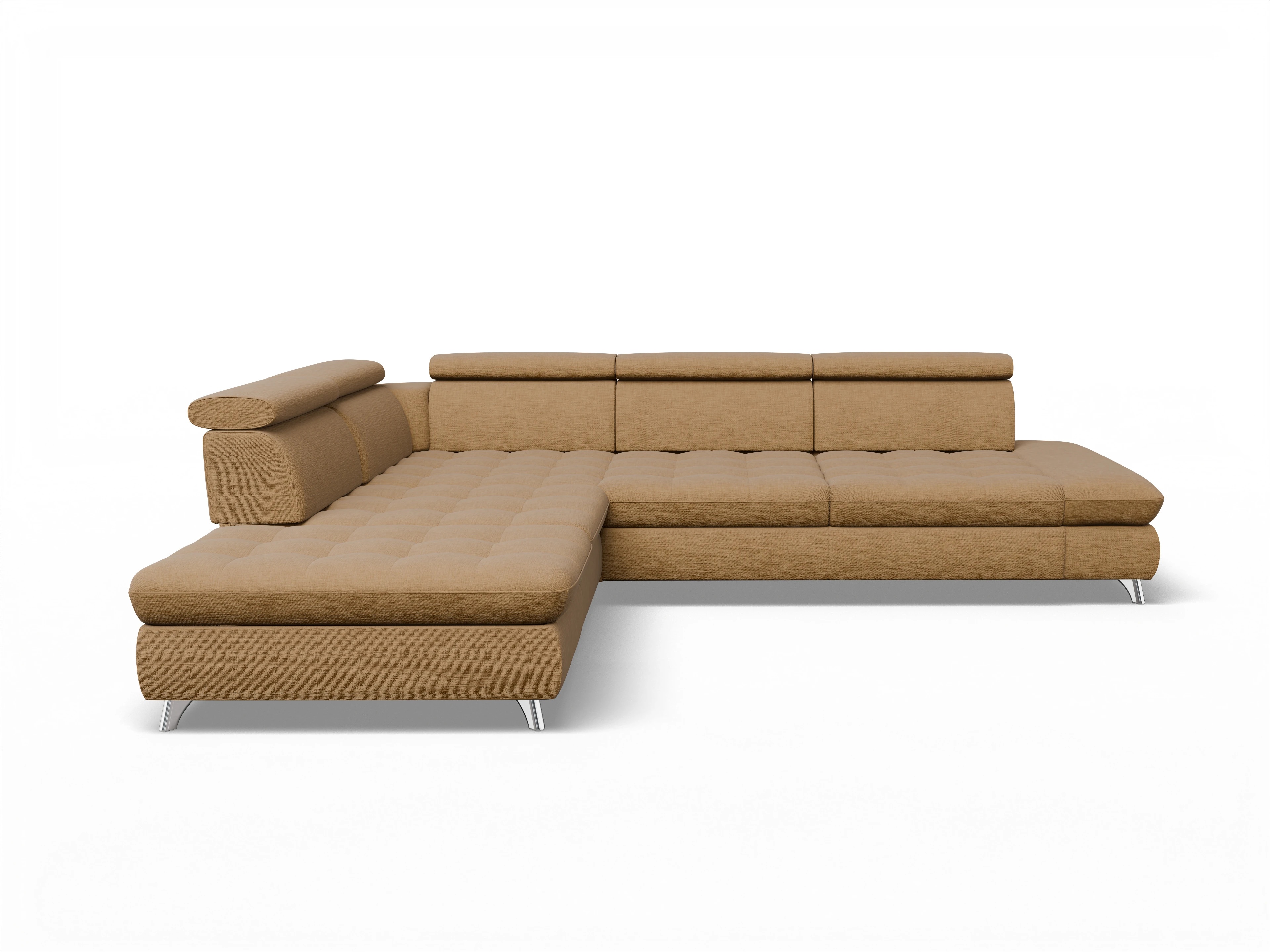 Ansicht des Produktes Memphis Stoff Ecksofa links Abschluss offen in Stoff Orange
