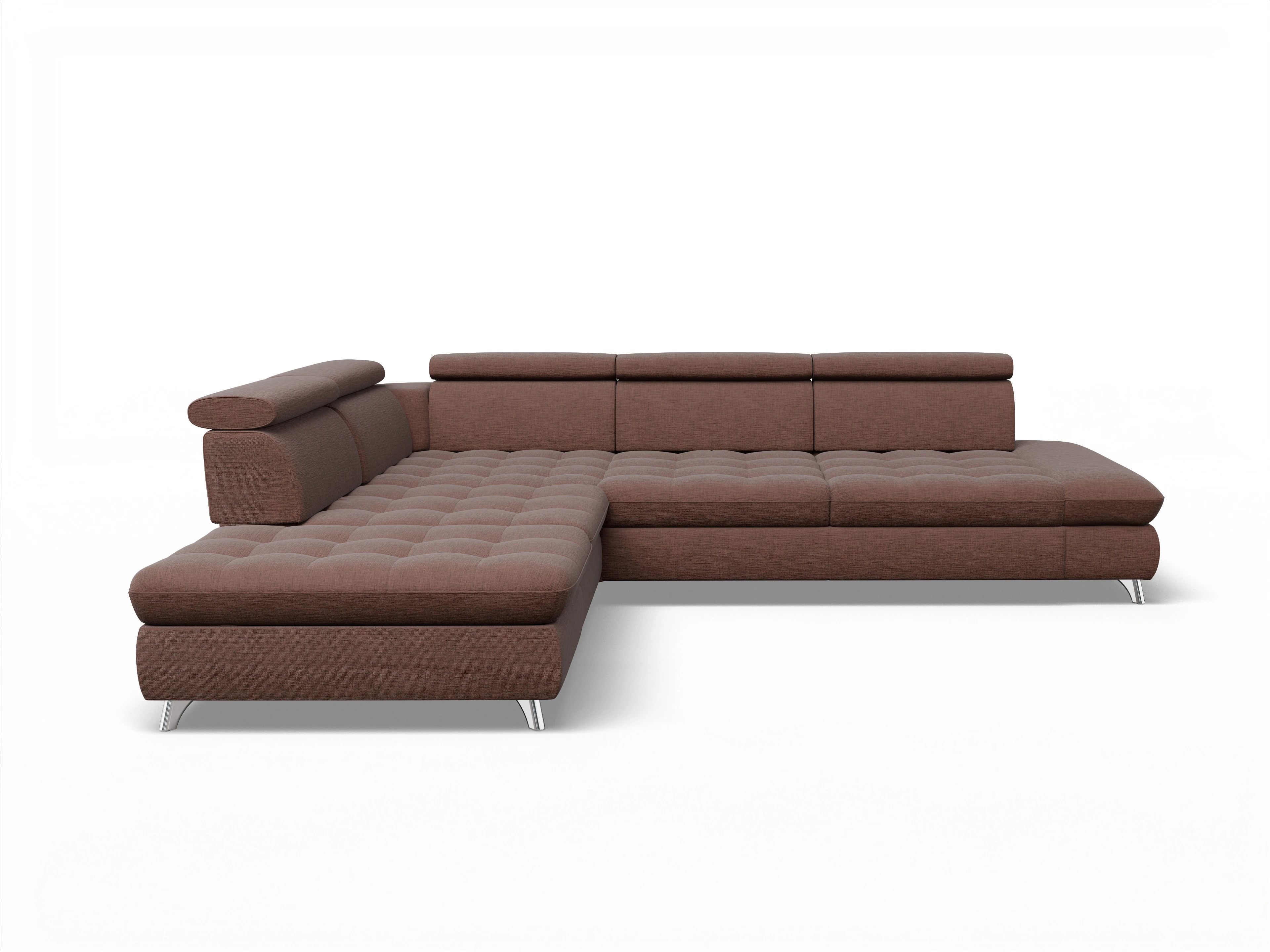 Ansicht des Produktes Memphis Stoff Ecksofa links Abschluss offen in Stoff Orange
