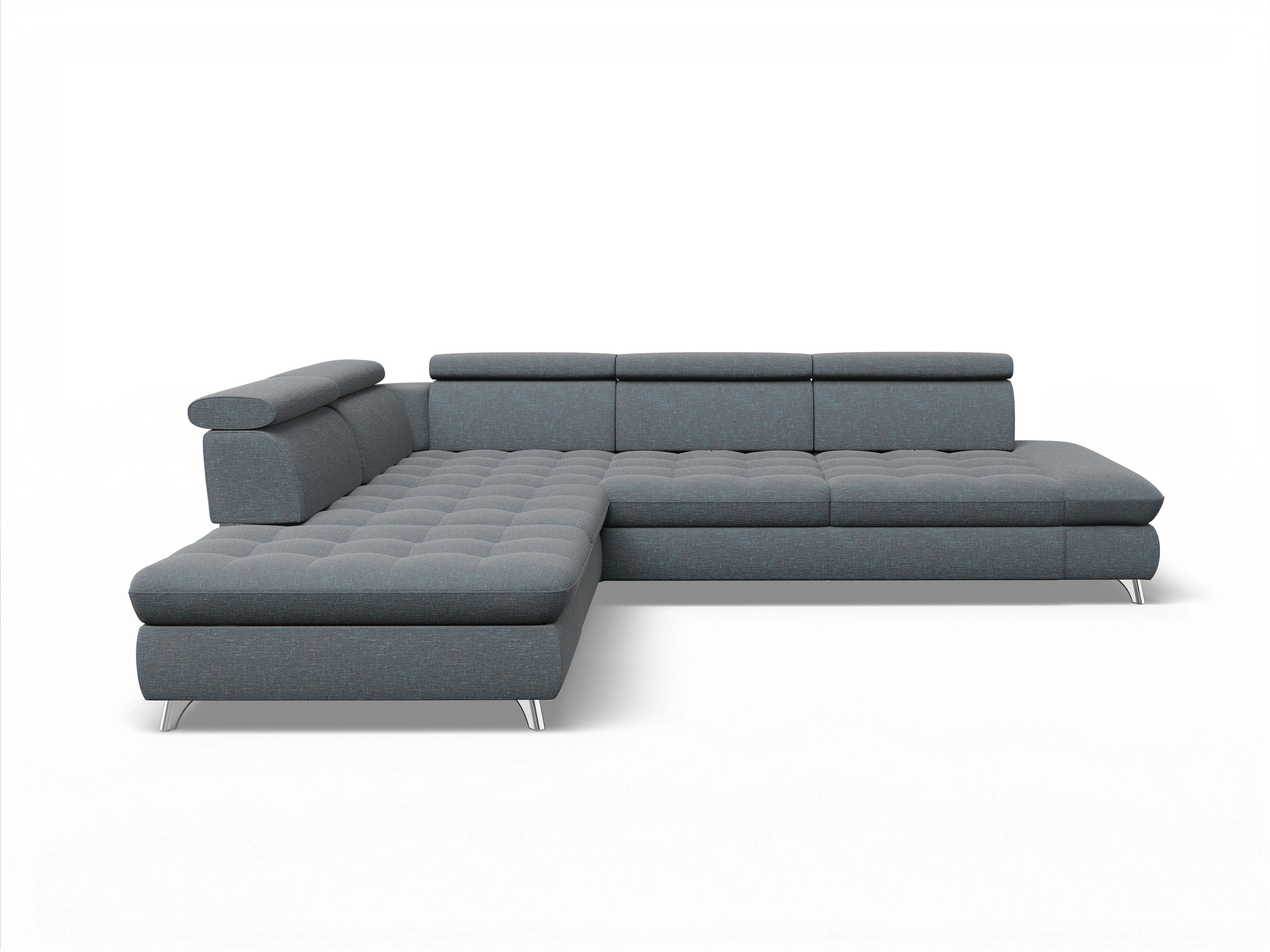 Ansicht des Produktes Memphis Stoff Ecksofa links Abschluss offen in Stoff Grau