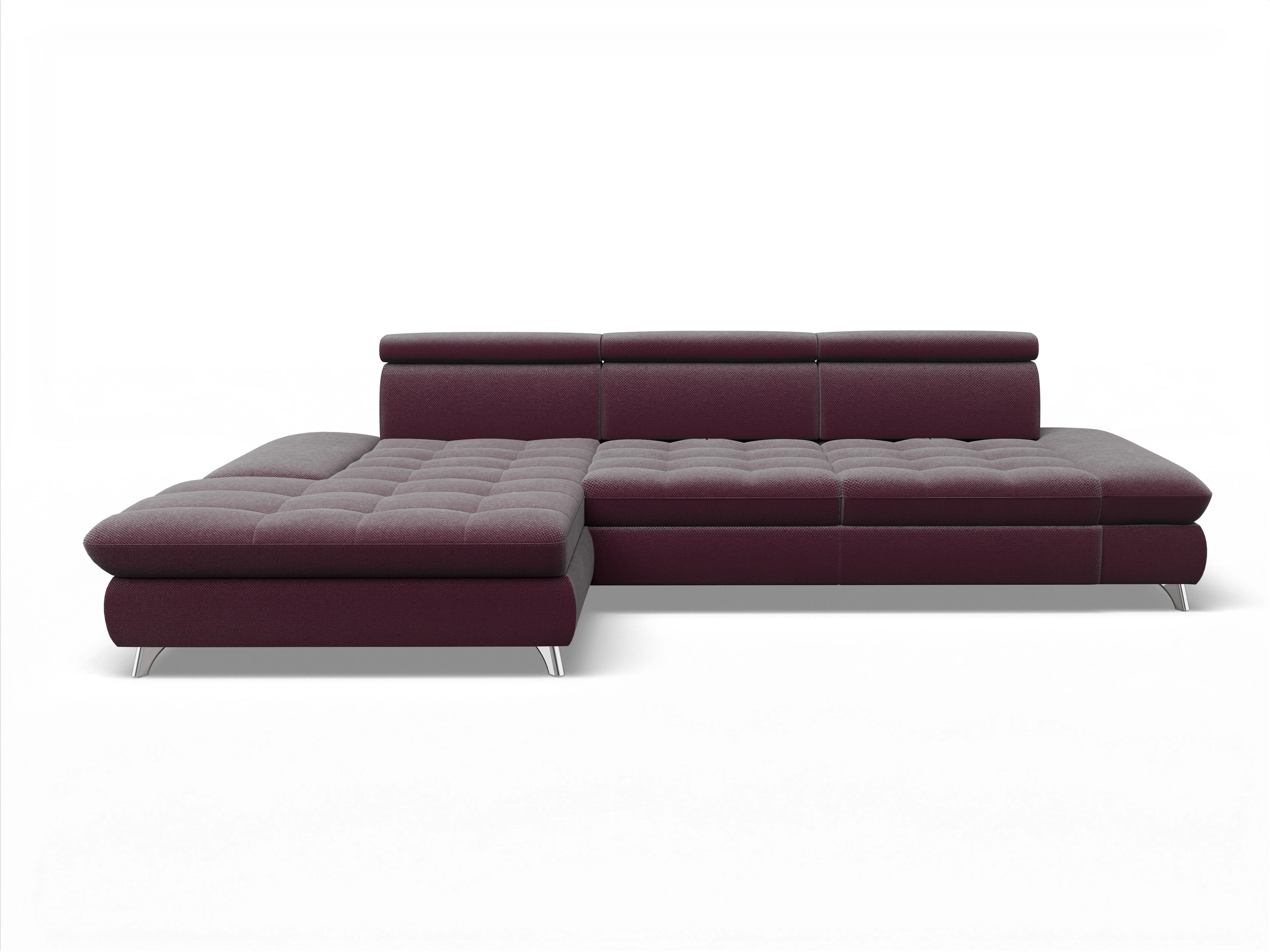Ansicht des Produktes Memphis Stoff Ecksofa links Abschluss offen in Stoff Rot