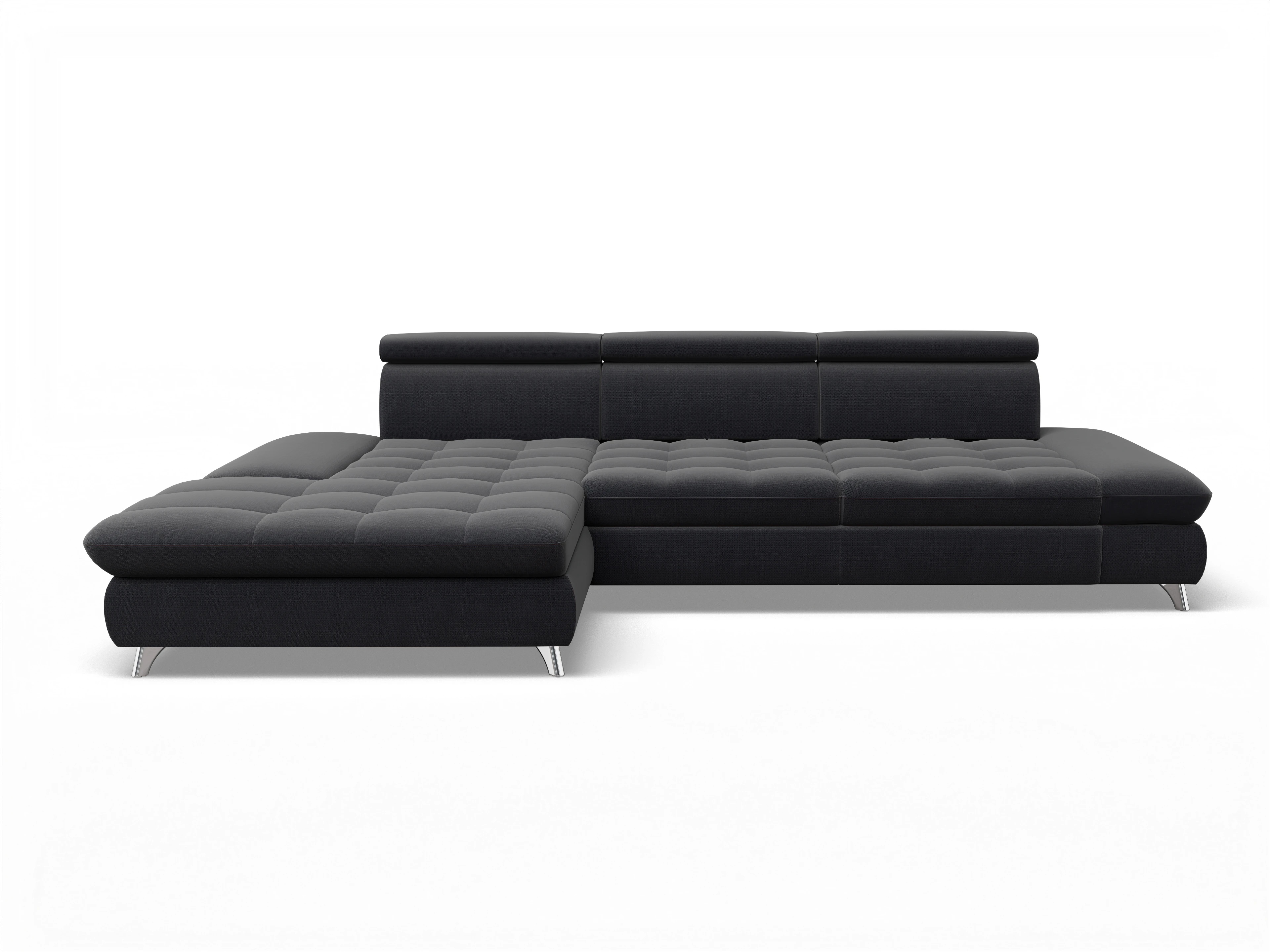 Ansicht des Produktes Memphis Stoff Ecksofa links Abschluss offen in Stoff Blau