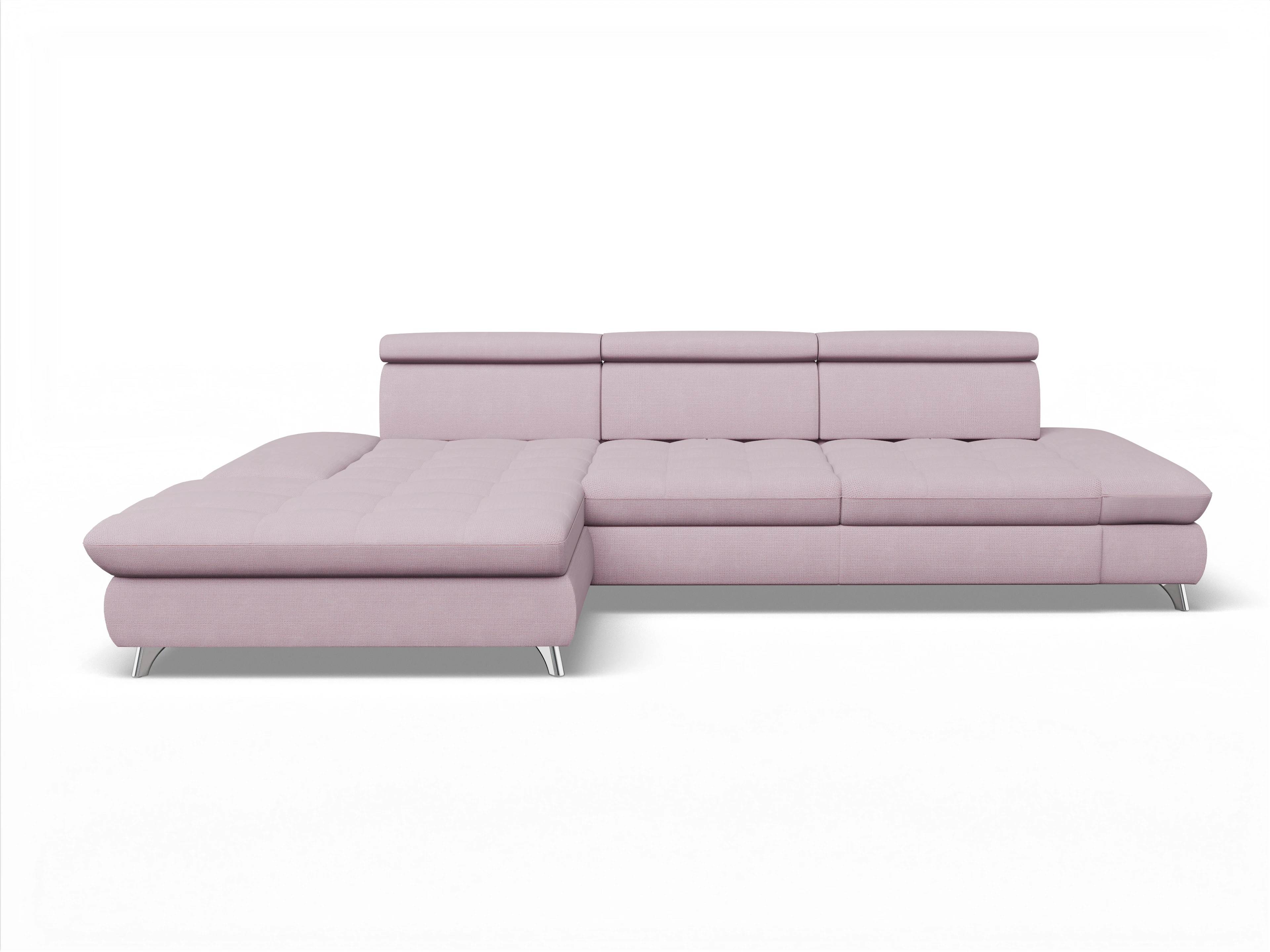 Ansicht des Produktes Memphis Stoff Ecksofa links Abschluss offen in Stoff Rosa