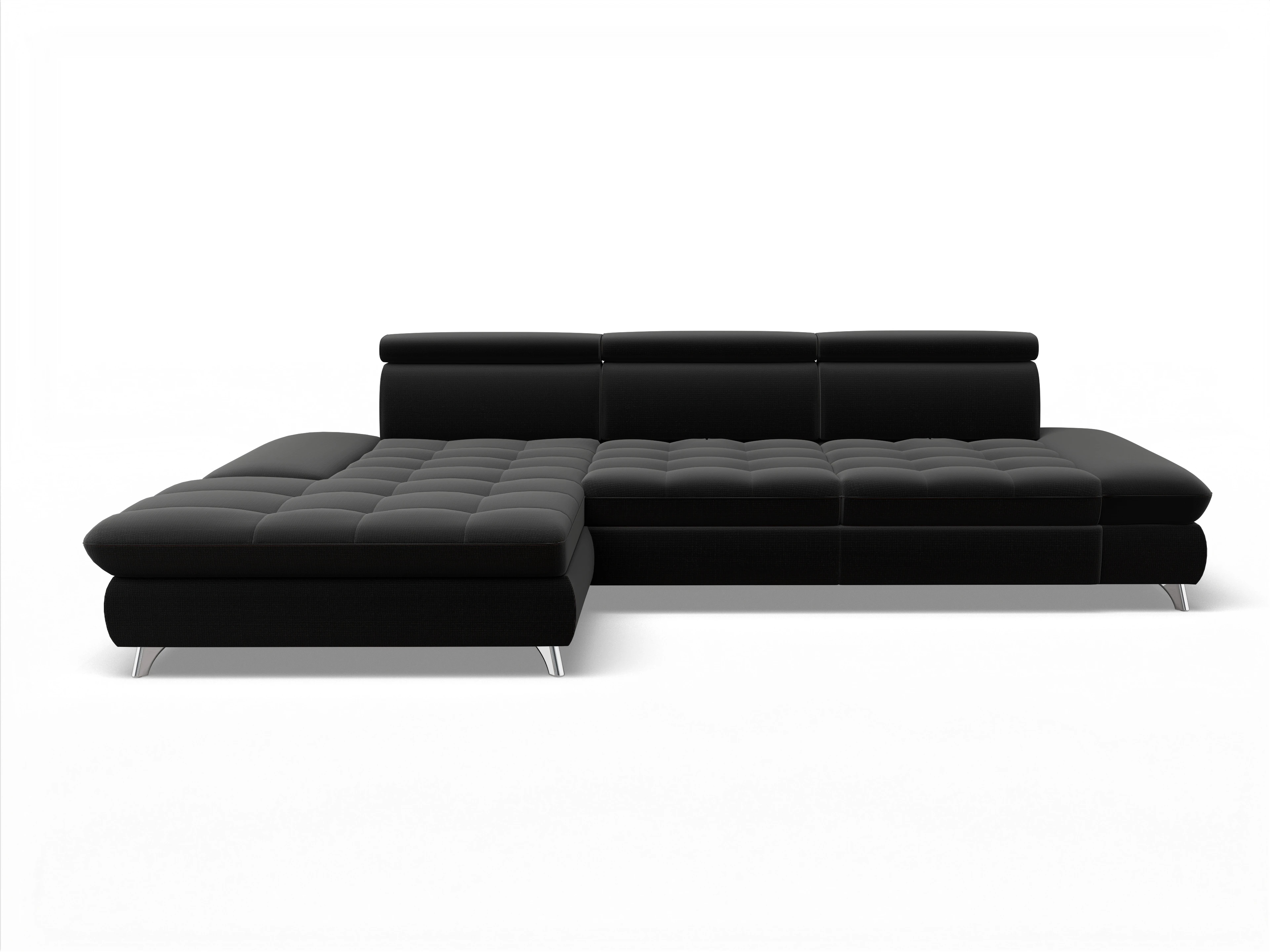 Ansicht des Produktes Memphis Stoff Ecksofa links Abschluss offen in Stoff Schwarz