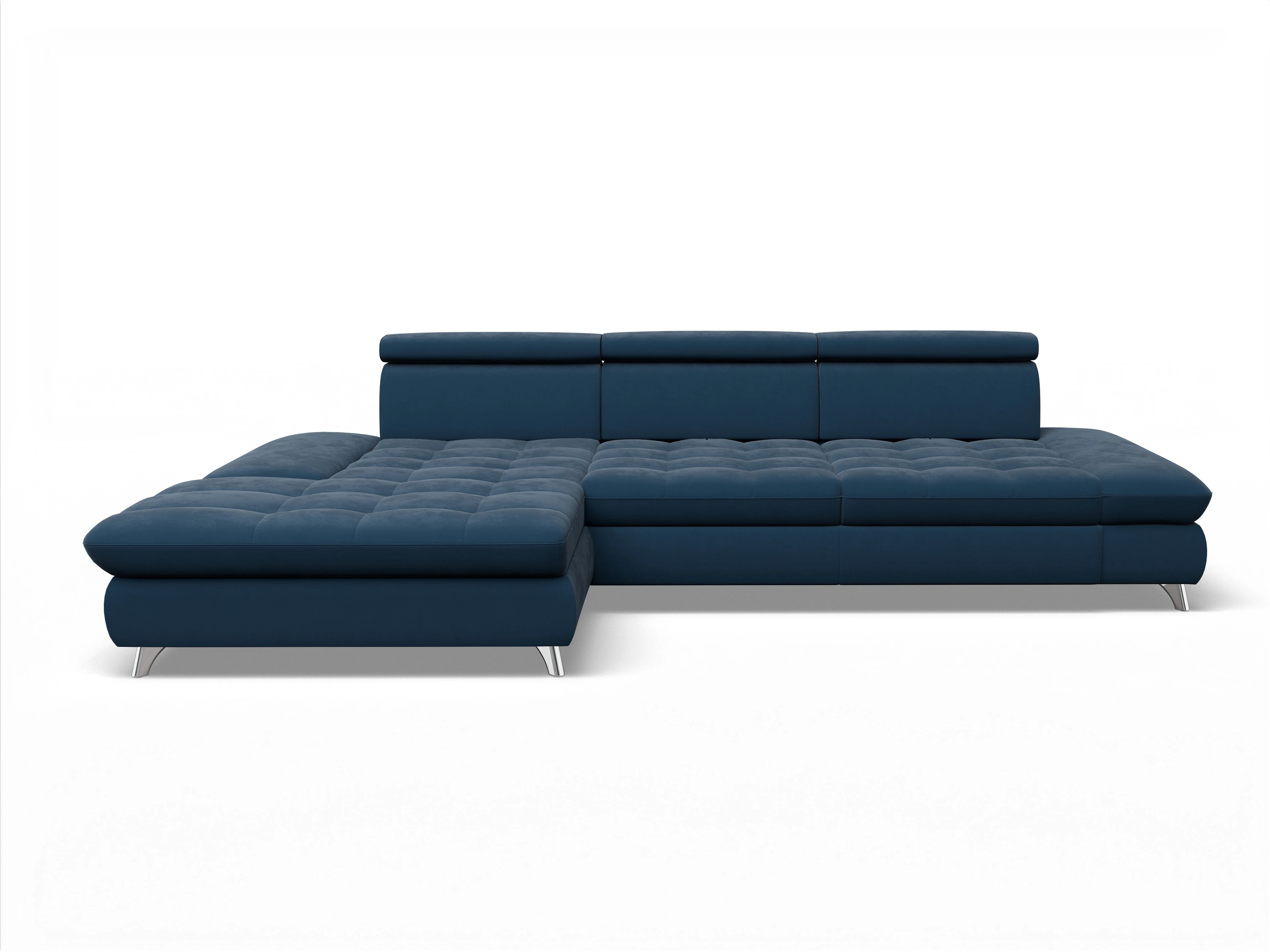 Ansicht des Produktes Memphis Stoff Ecksofa links Abschluss offen in Stoff Blau