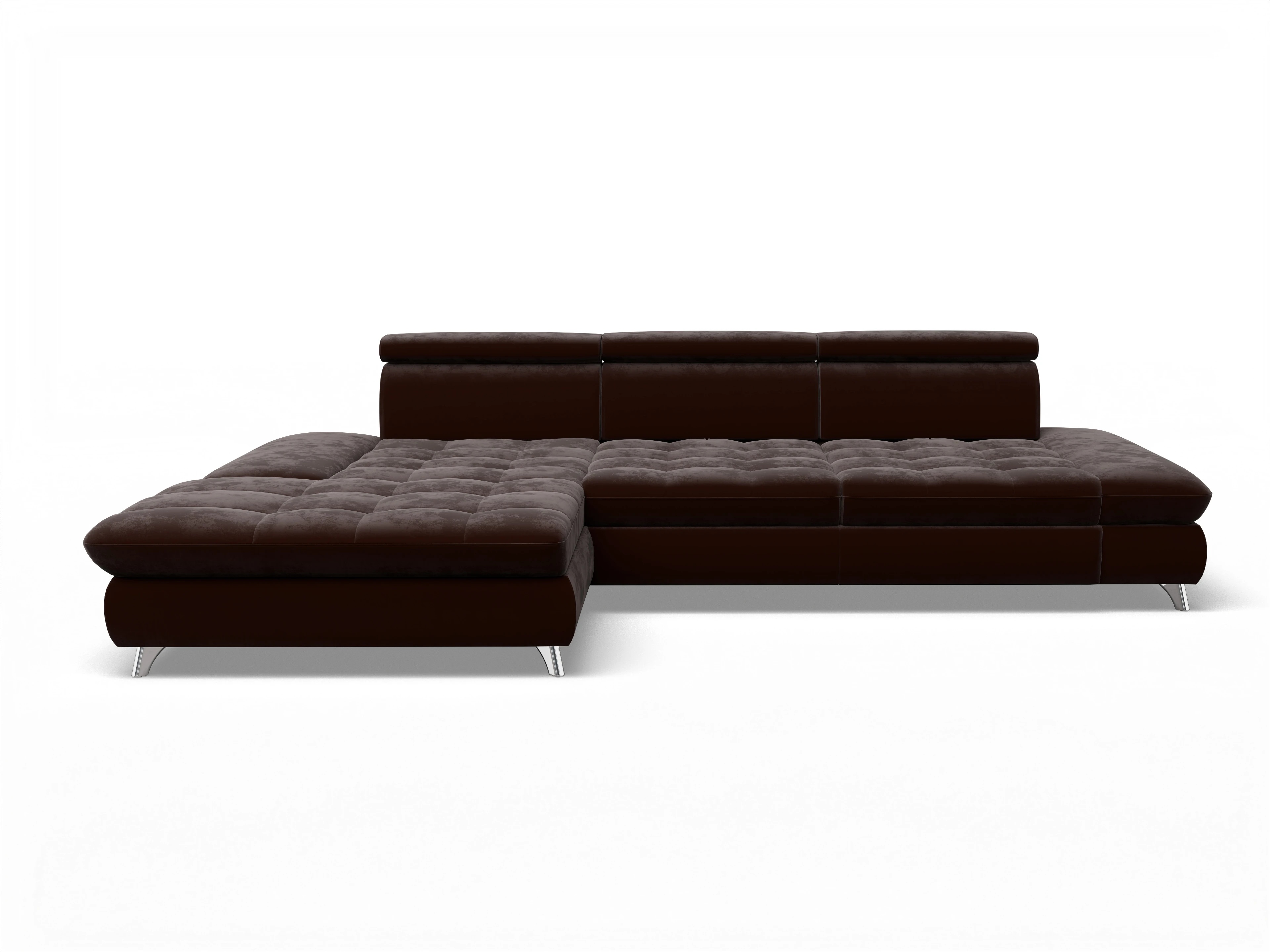 Ansicht des Produktes Memphis Stoff Ecksofa links Abschluss offen in Stoff Braun