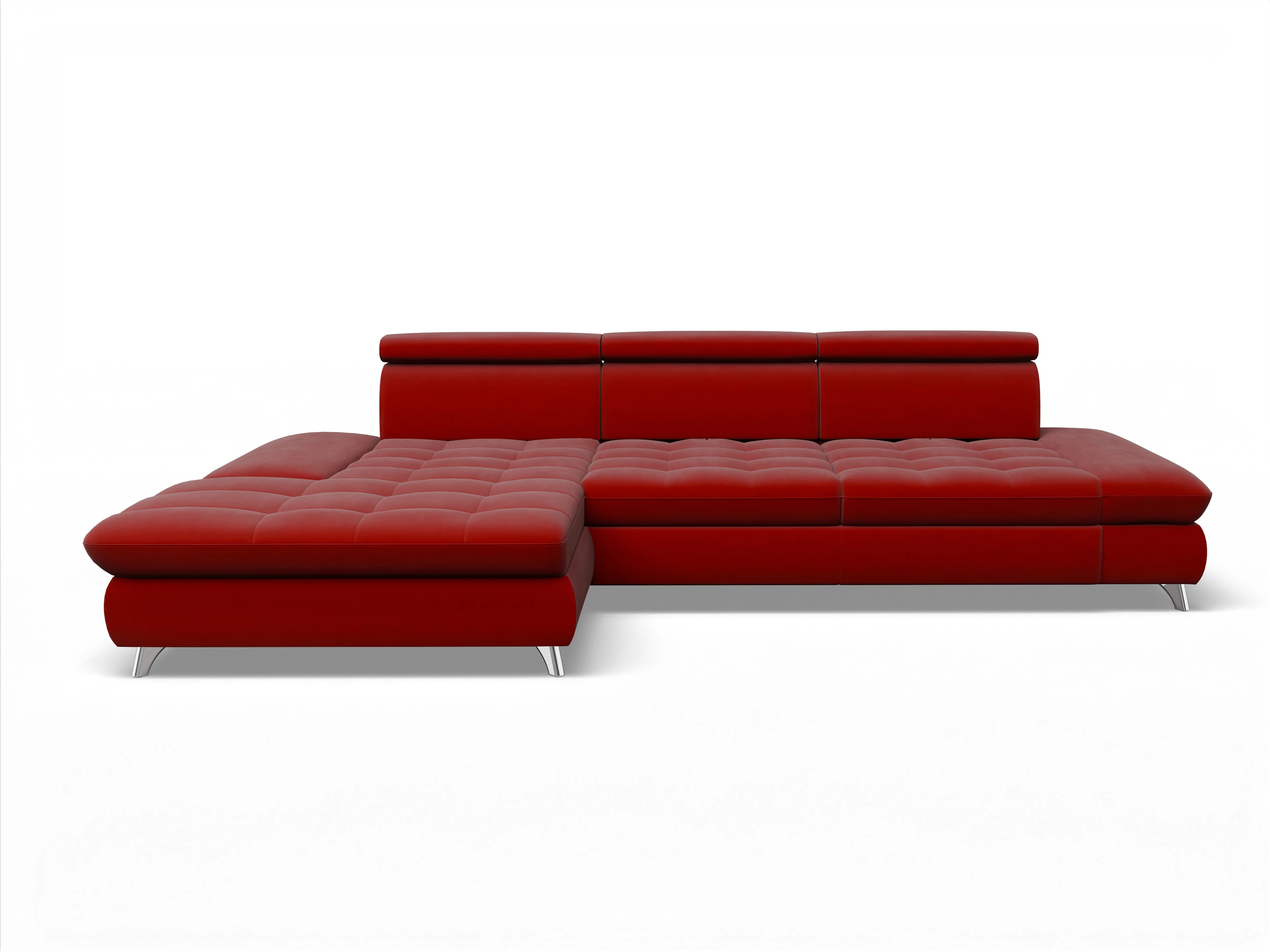 Ansicht des Produktes Memphis Stoff Ecksofa links Abschluss offen in Stoff Rot