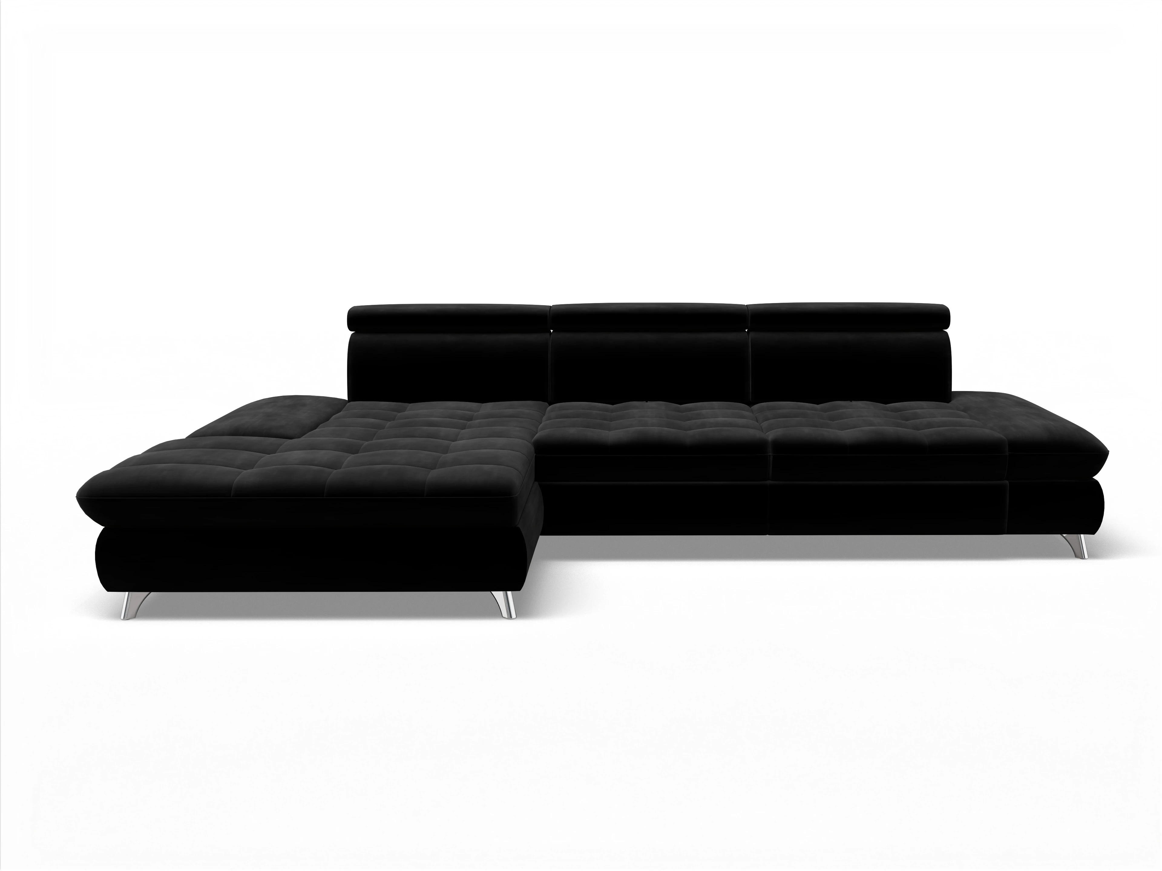 Ansicht des Produktes Memphis Stoff Ecksofa links Abschluss offen in Stoff Schwarz