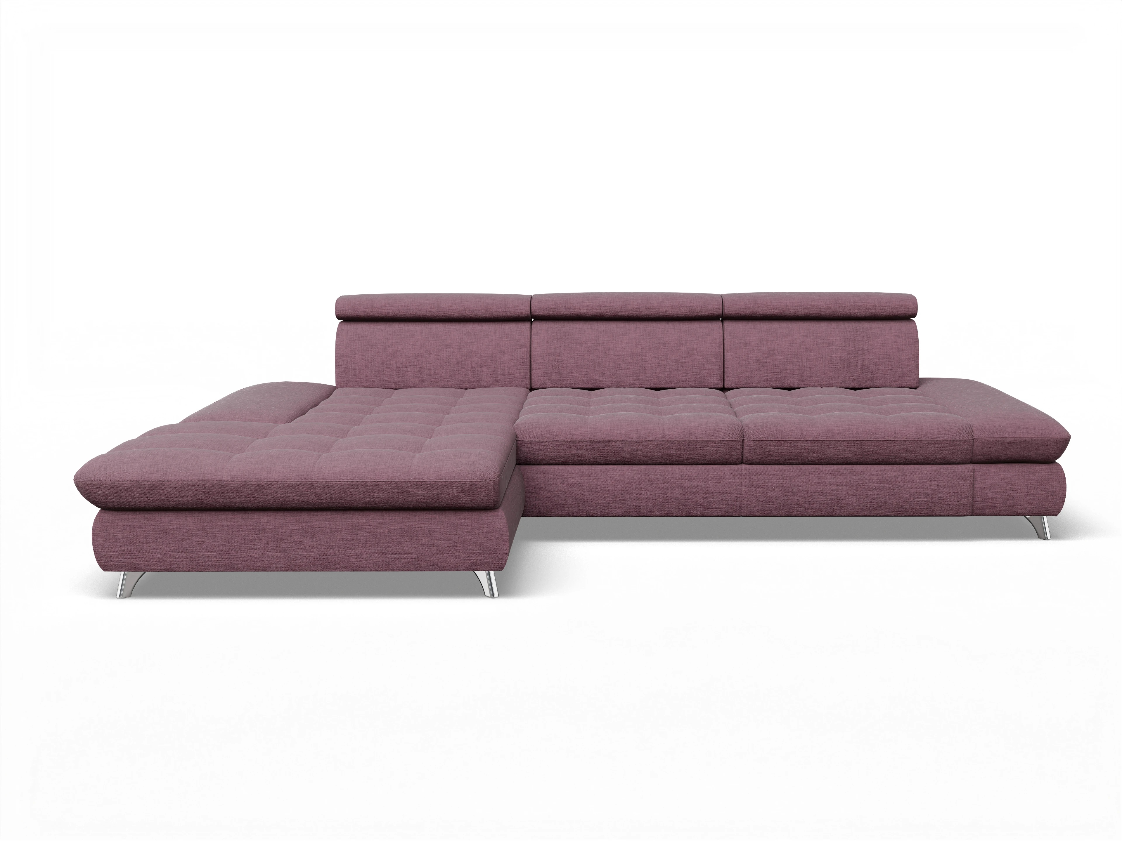 Ansicht des Produktes Memphis Stoff Ecksofa links Abschluss offen in Stoff Rot