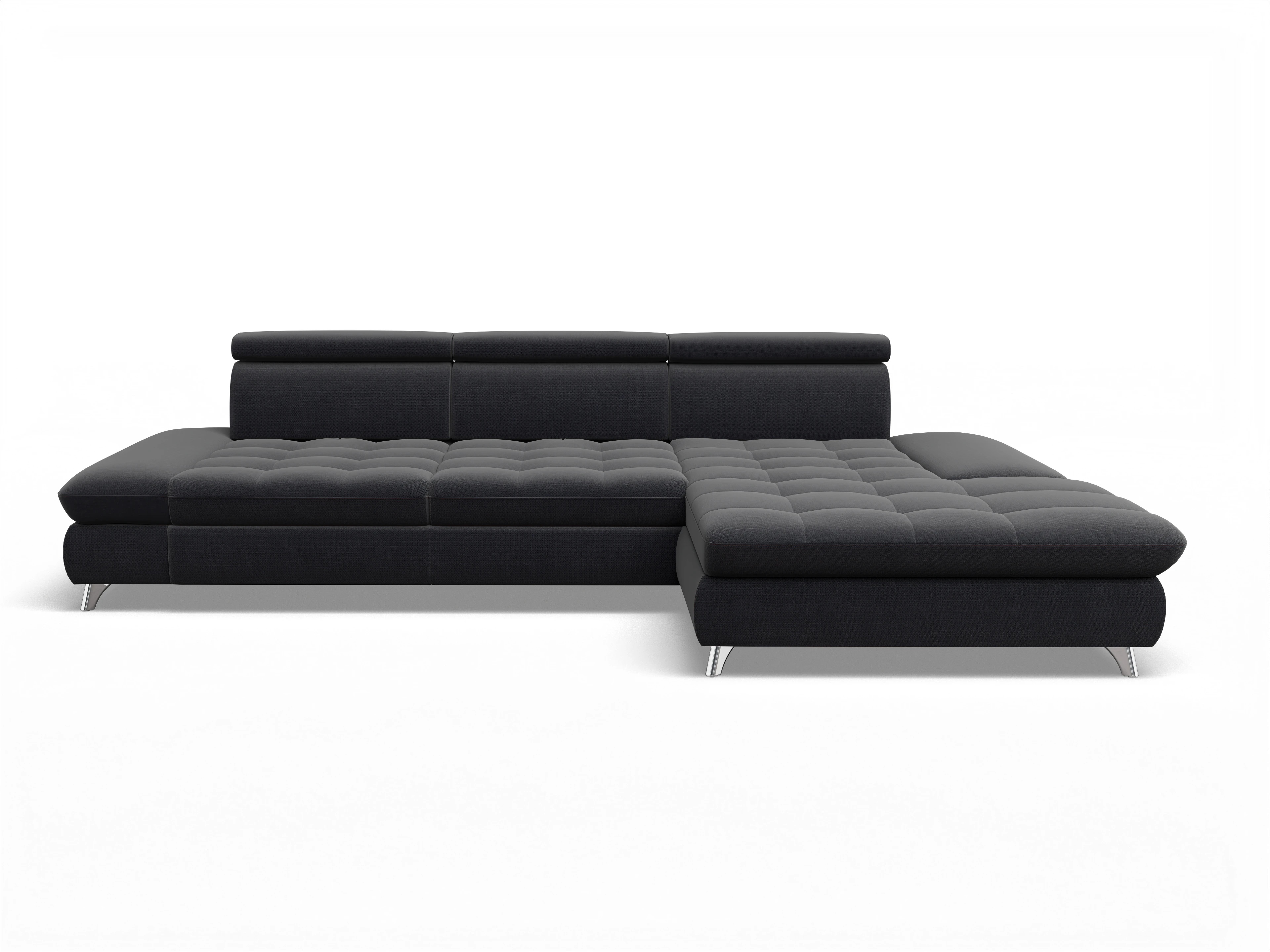 Ansicht des Produktes Memphis Stoff Ecksofa rechts Abschluss offen in Stoff Blau