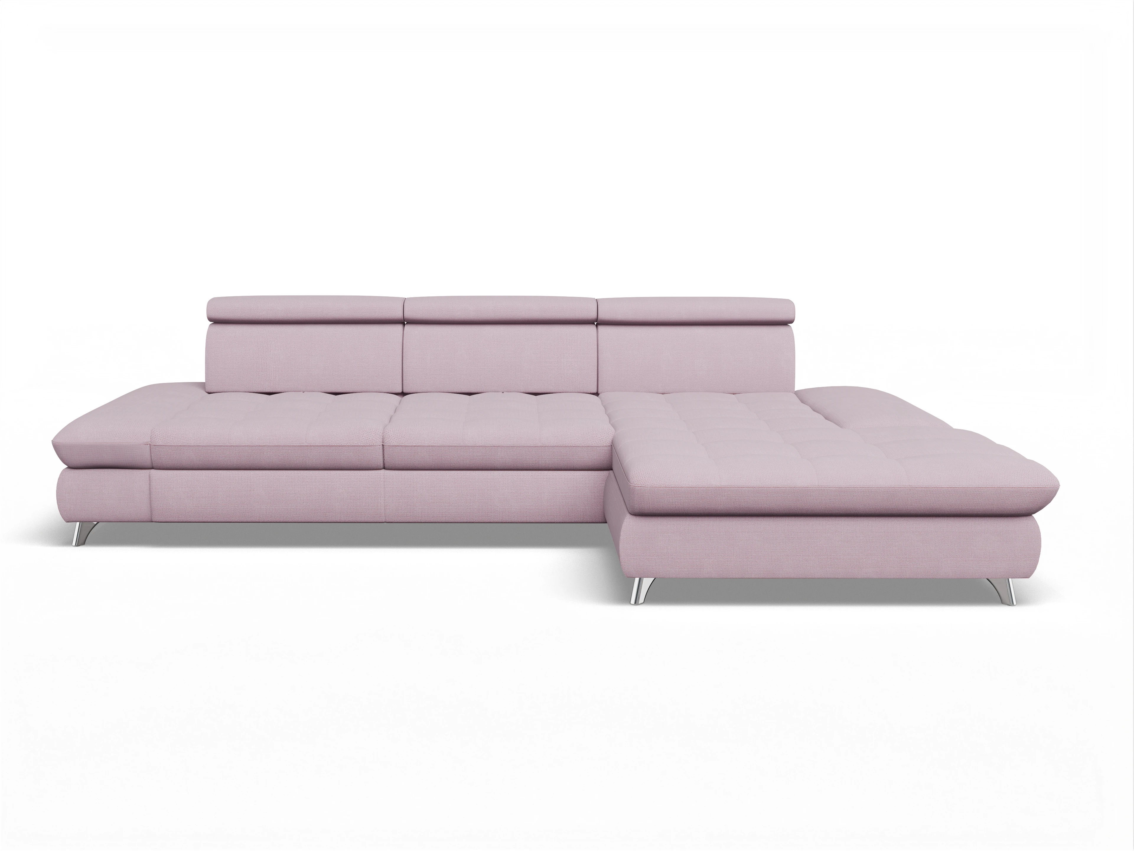 Ansicht des Produktes Memphis Stoff Ecksofa rechts Abschluss offen in Stoff Rosa