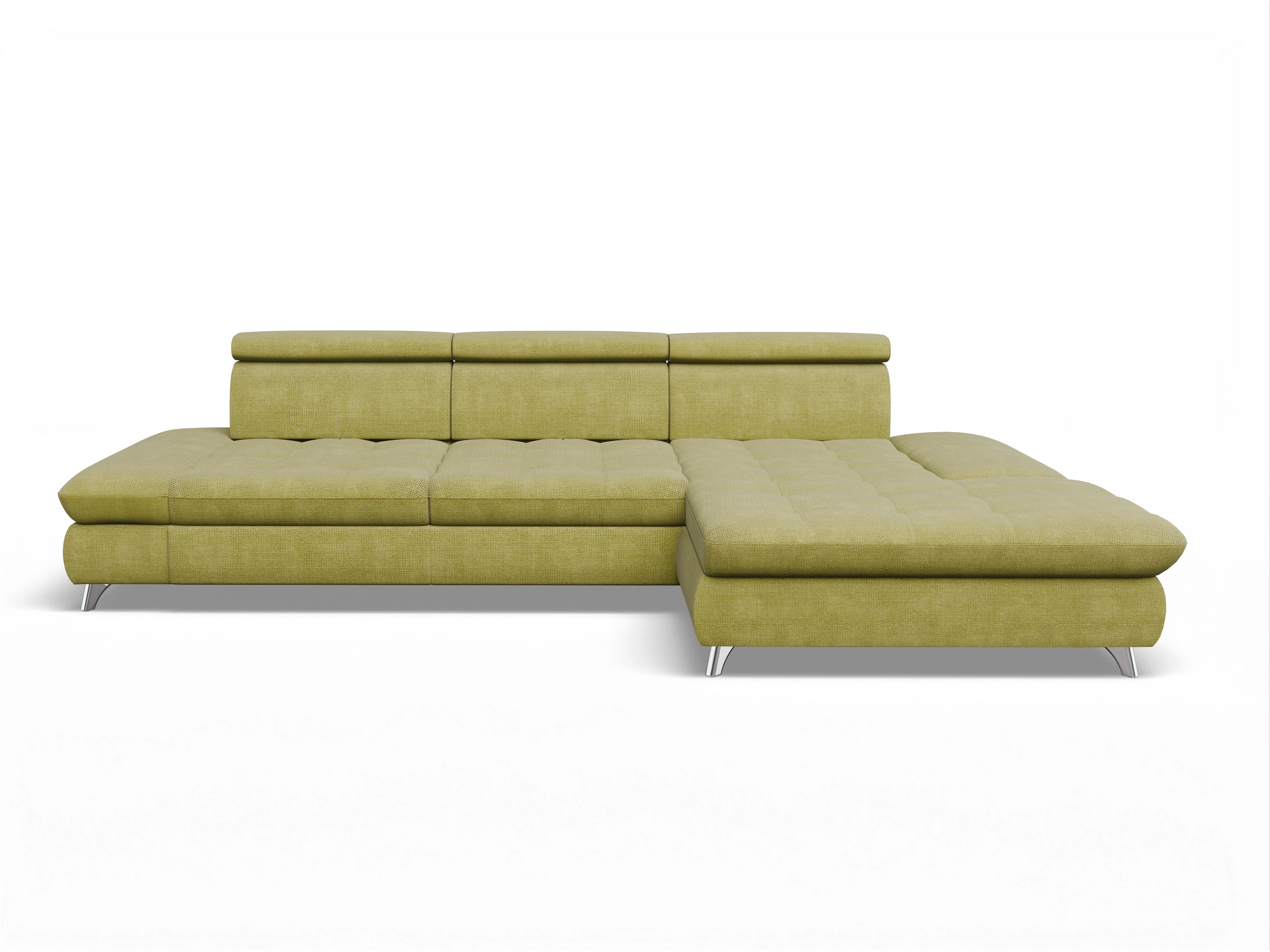 Ansicht des Produktes Memphis Stoff Ecksofa rechts Abschluss offen in Stoff Grün