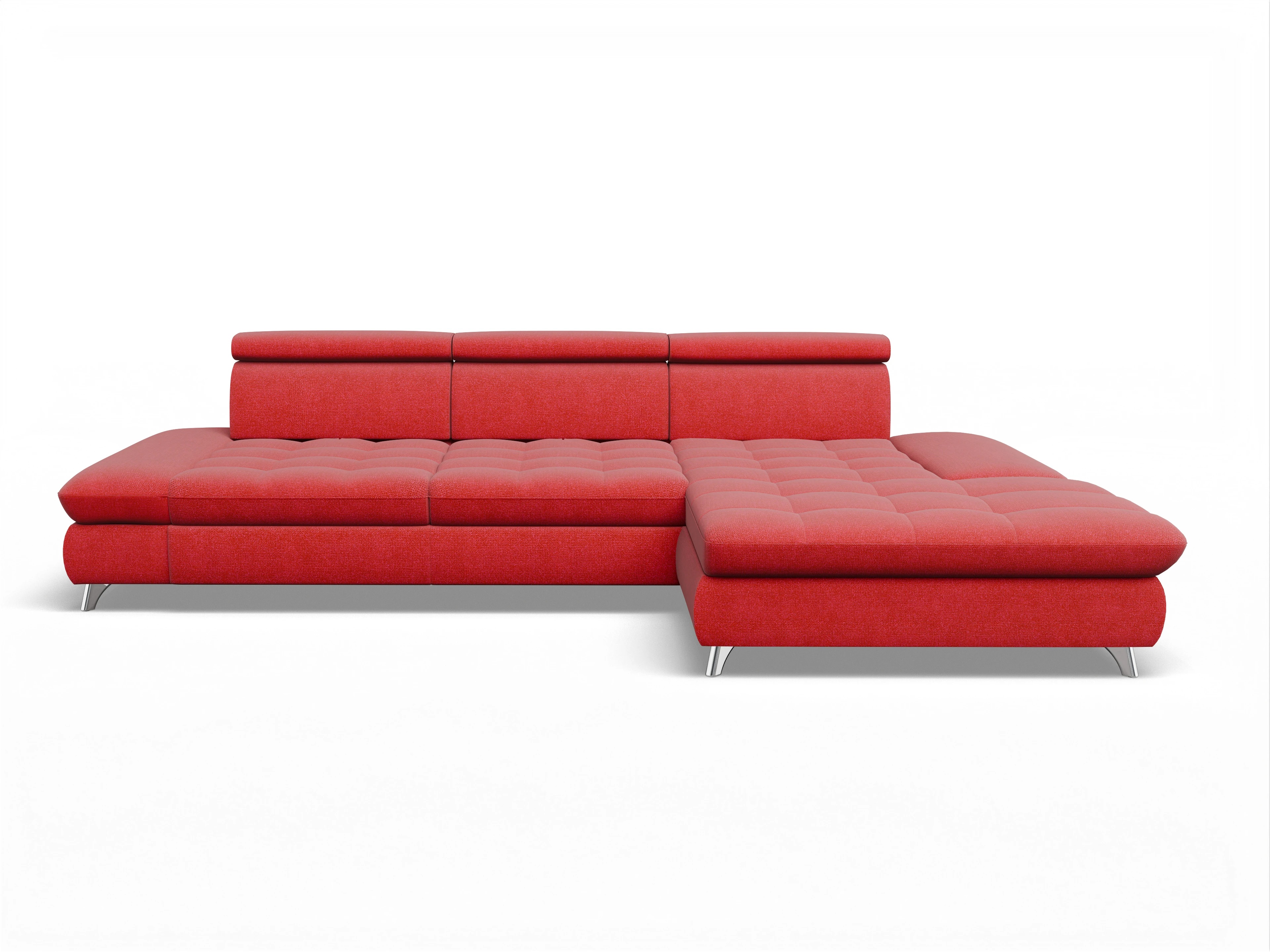 Ansicht des Produktes Memphis Stoff Ecksofa rechts Abschluss offen in Stoff Rot
