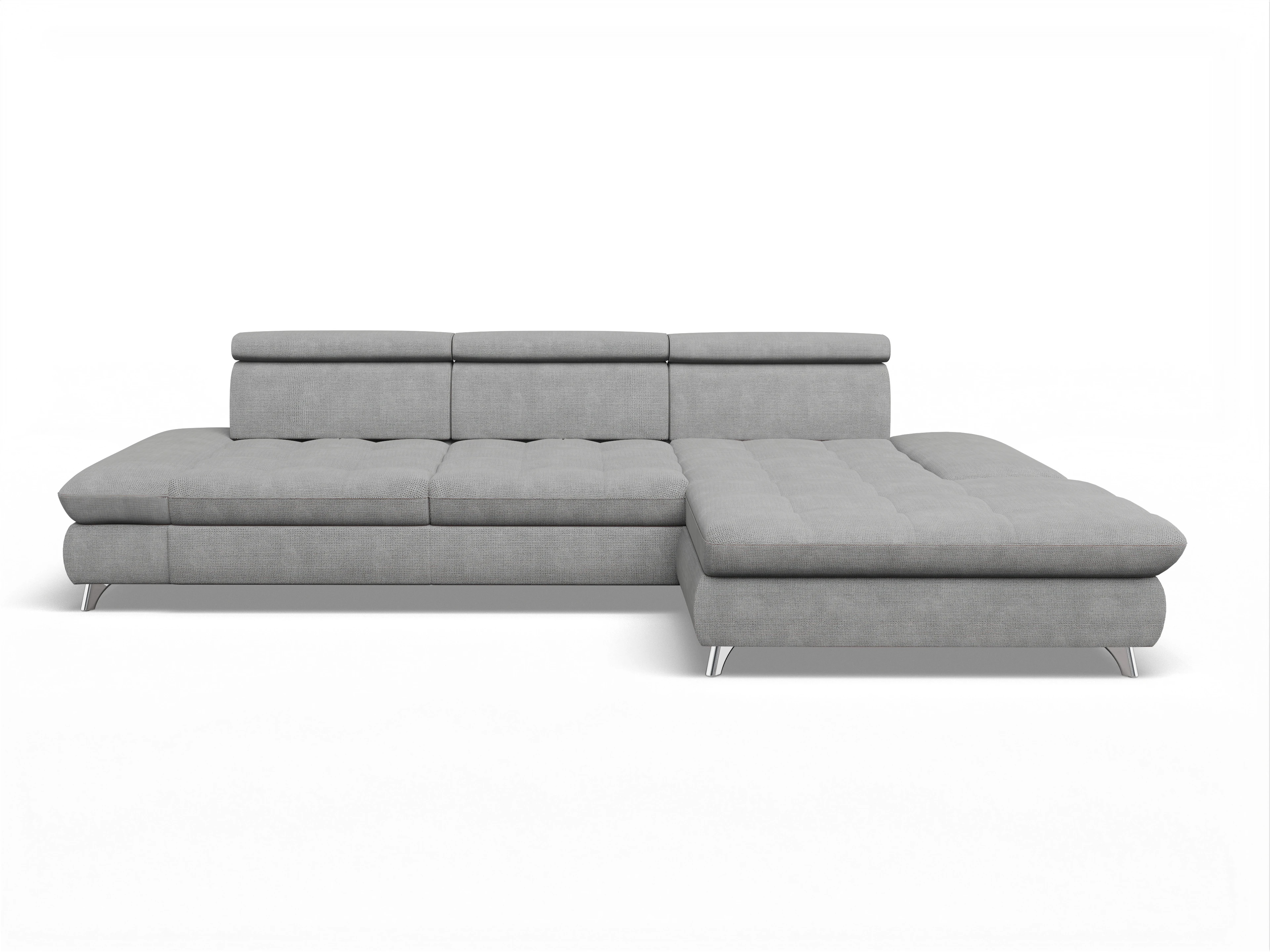 Ansicht des Produktes Memphis Stoff Ecksofa rechts Abschluss offen in Stoff Grau