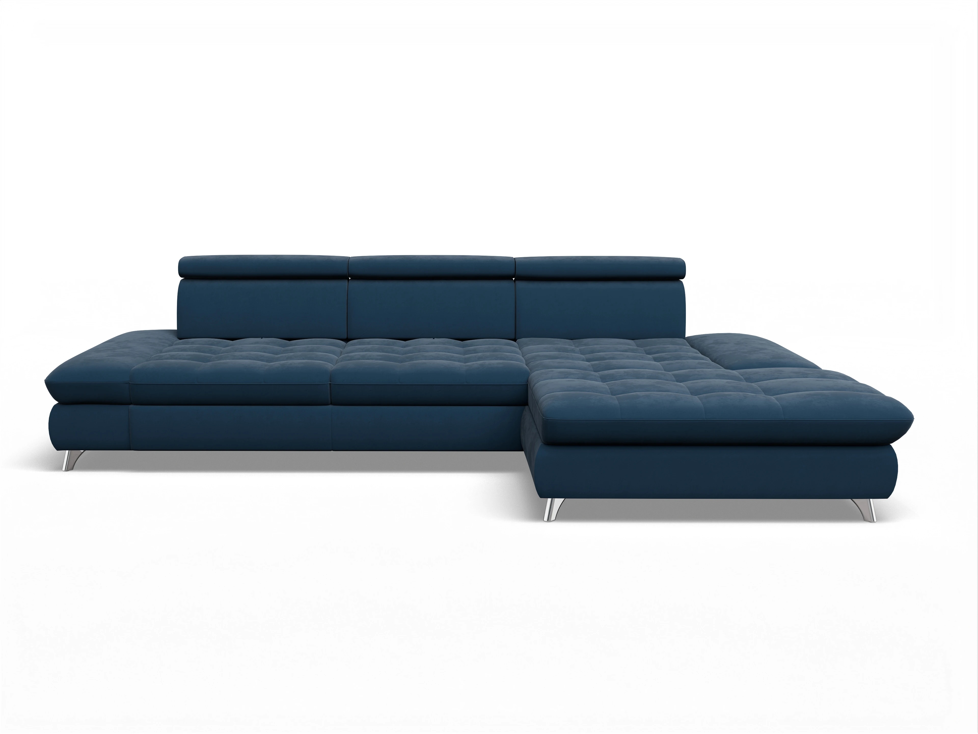 Ansicht des Produktes Memphis Stoff Ecksofa rechts Abschluss offen in Stoff Blau
