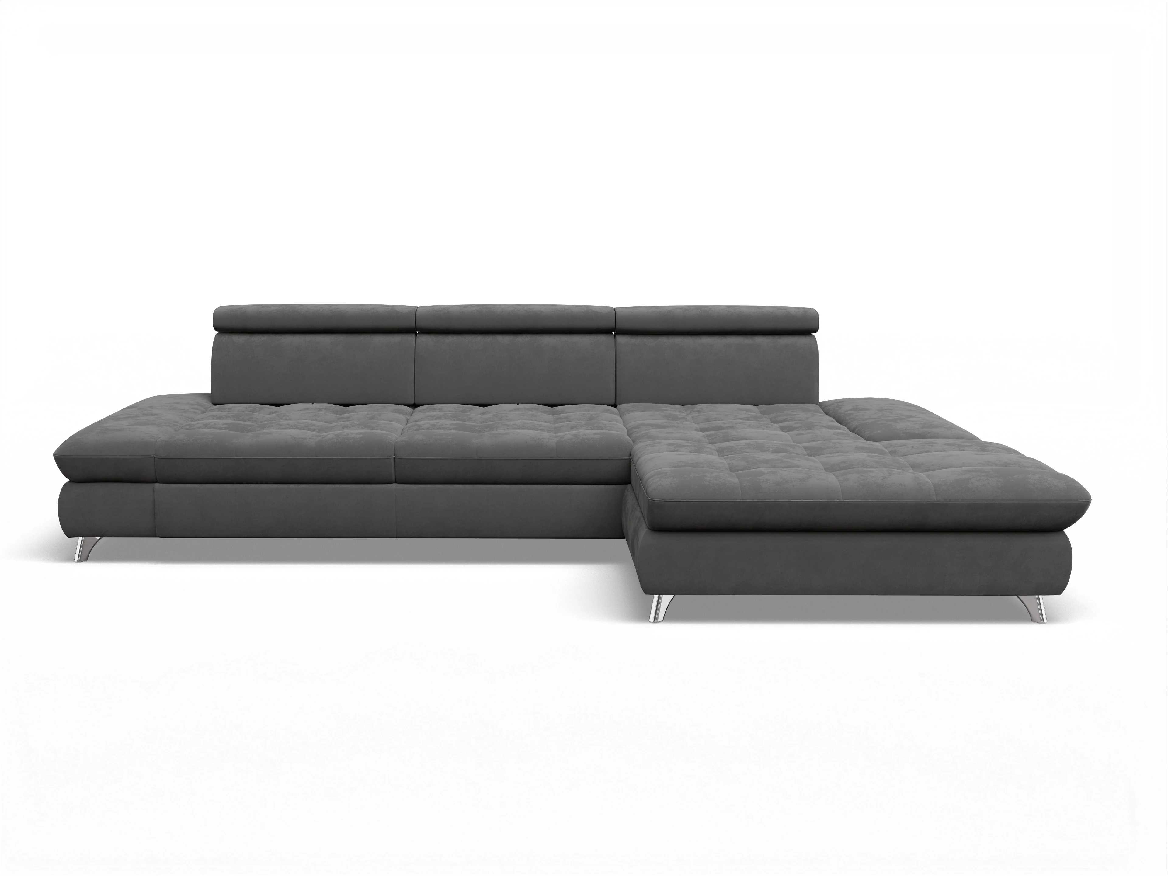 Ansicht des Produktes Memphis Stoff Ecksofa rechts Abschluss offen in Stoff Grau