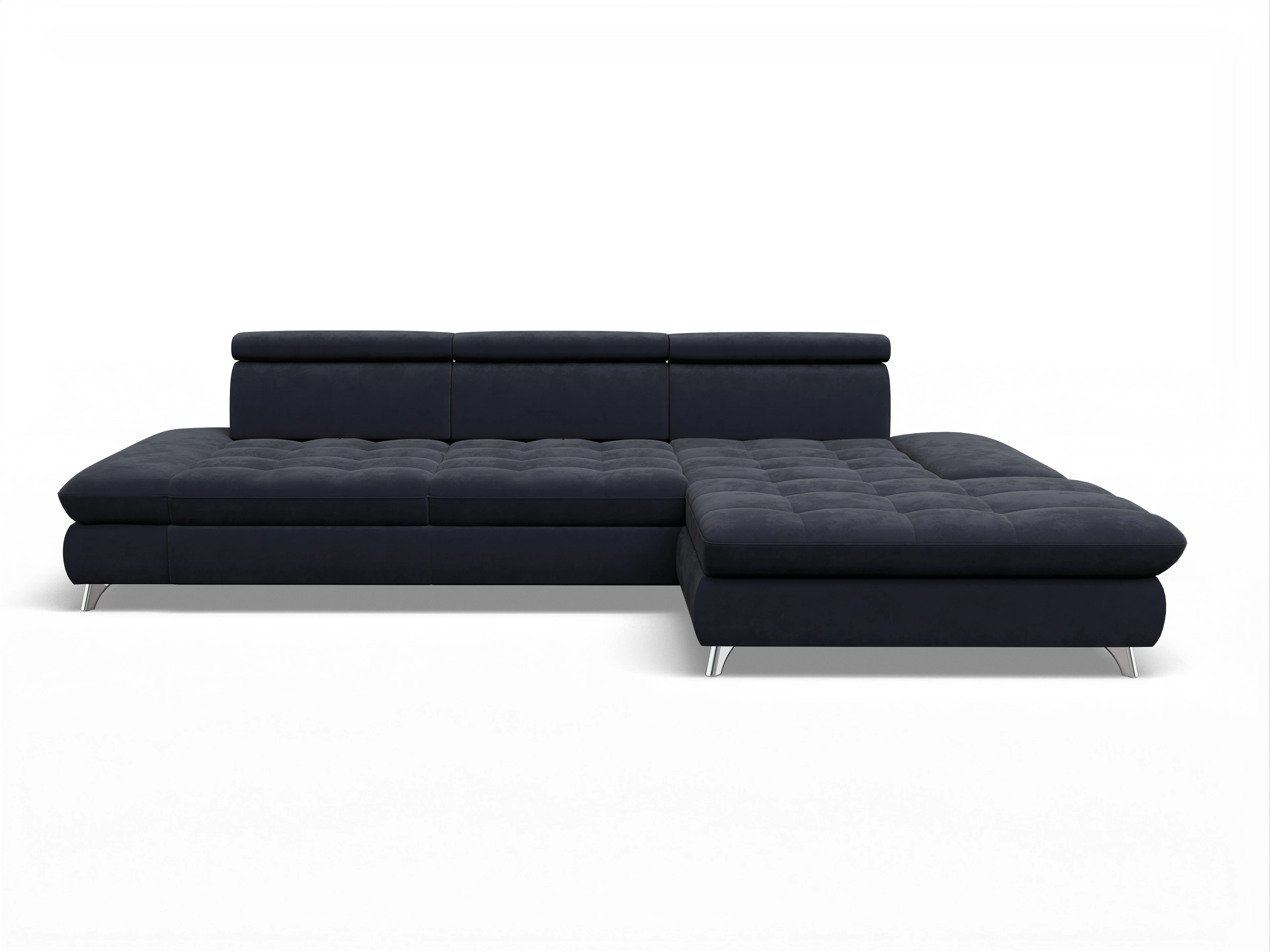 Ansicht des Produktes Memphis Stoff Ecksofa rechts Abschluss offen in Stoff Blau