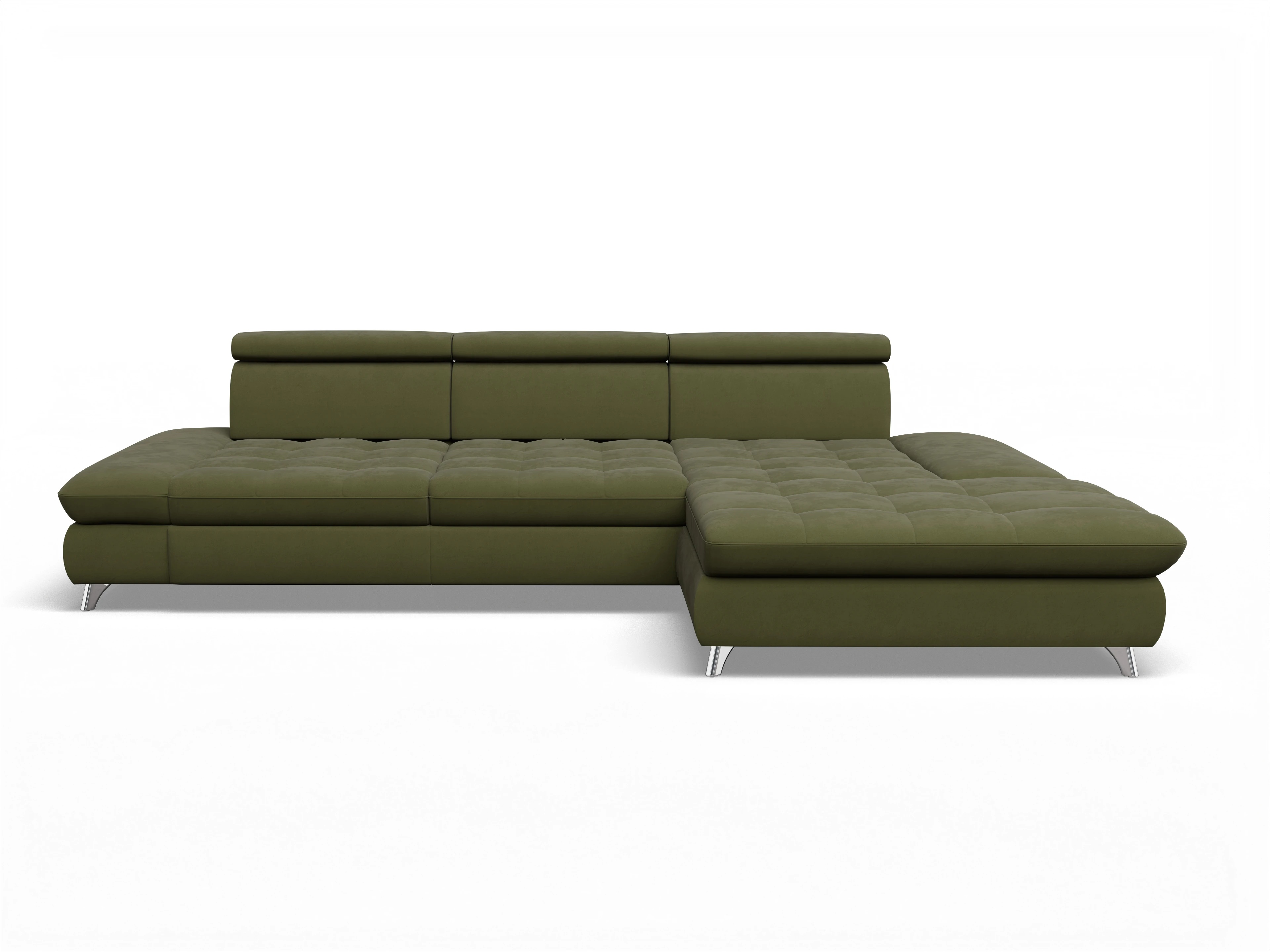 Ansicht des Produktes Memphis Stoff Ecksofa rechts Abschluss offen in Stoff Grün