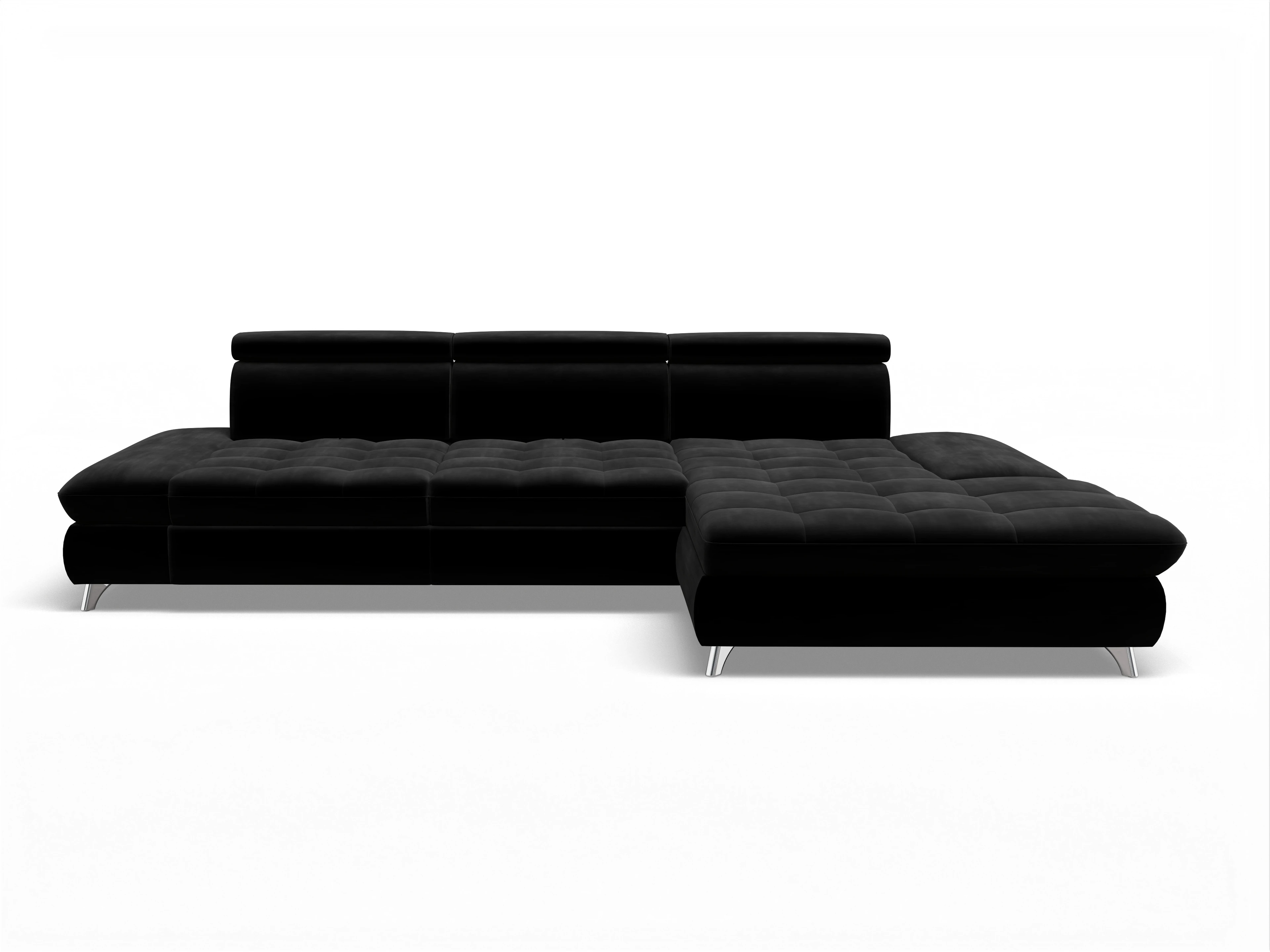 Ansicht des Produktes Memphis Stoff Ecksofa rechts Abschluss offen in Stoff Schwarz