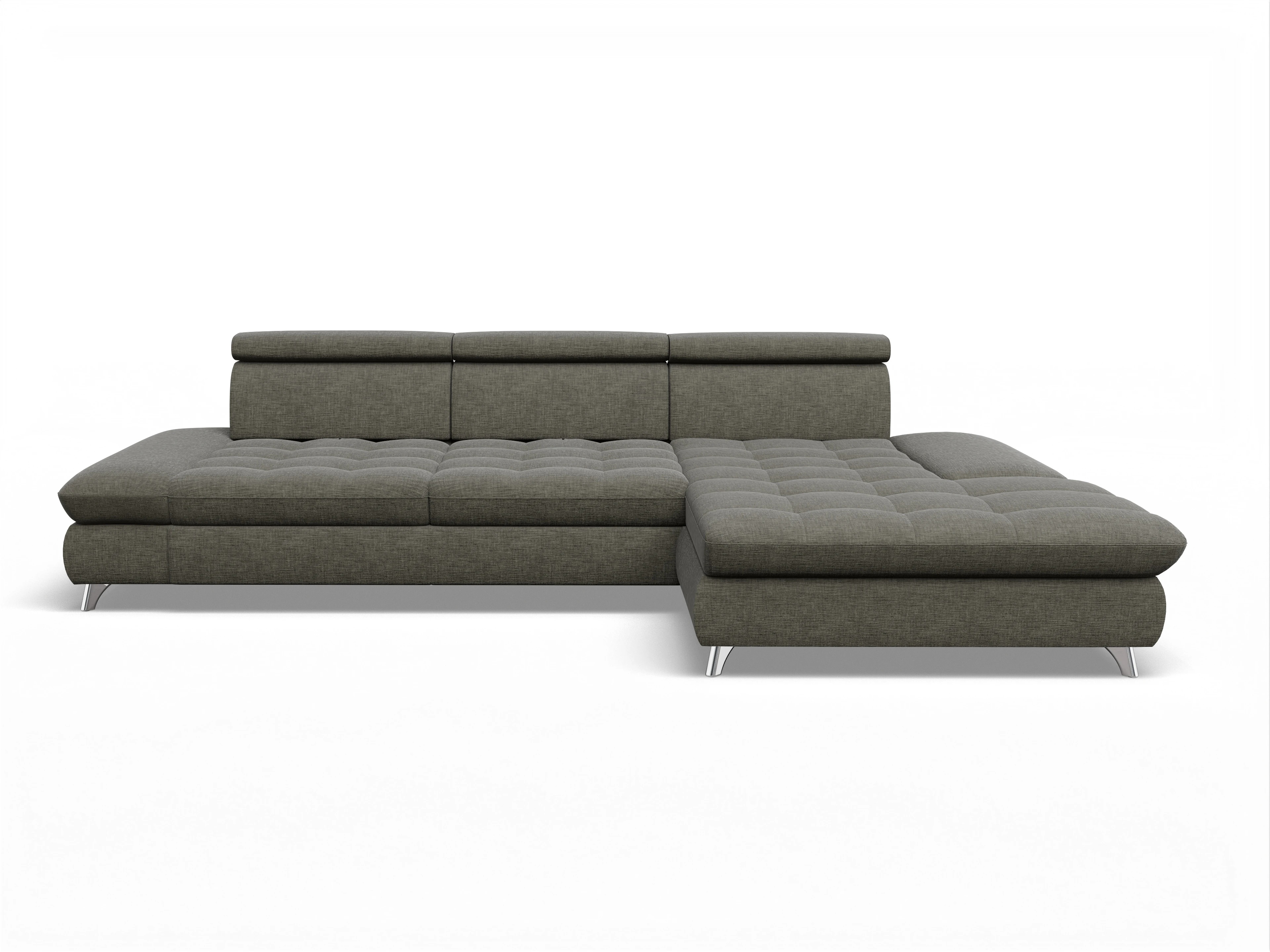 Ansicht des Produktes Memphis Stoff Ecksofa rechts Abschluss offen in Stoff Braun