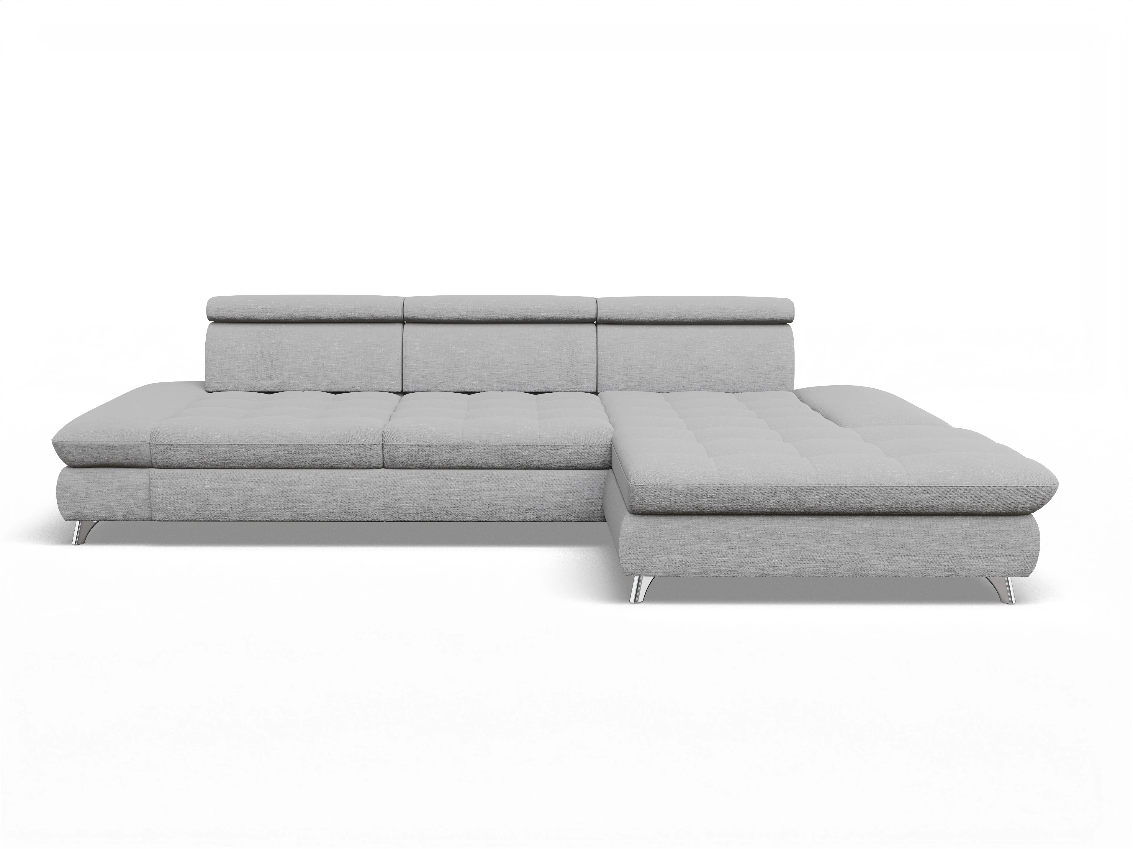 Ansicht des Produktes Memphis Stoff Ecksofa rechts Abschluss offen in Stoff Grau
