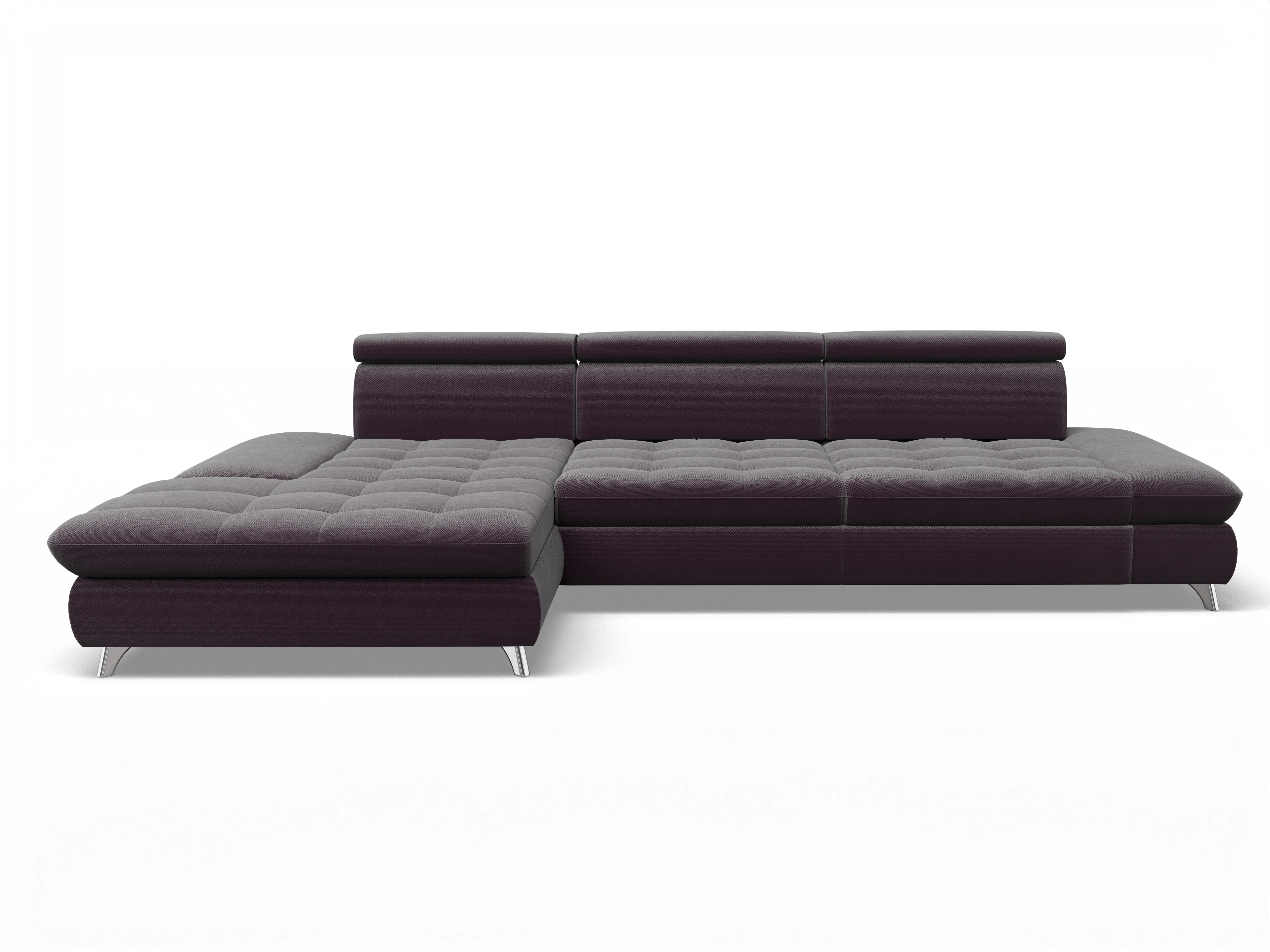 Ansicht des Produktes Memphis Stoff Ecksofa links Abschluss offen in Stoff Rot