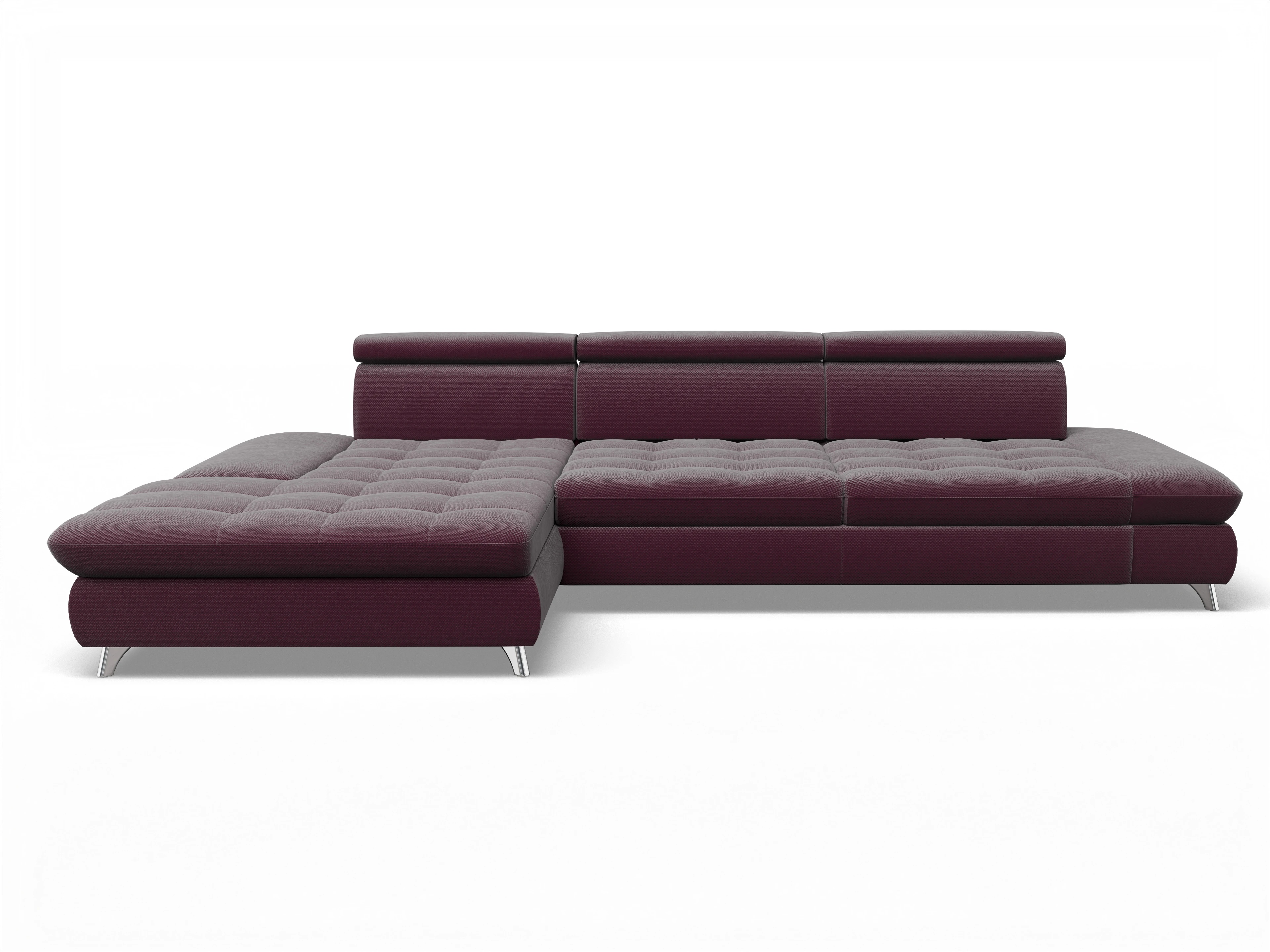 Ansicht des Produktes Memphis Stoff Ecksofa links Abschluss offen in Stoff Rot