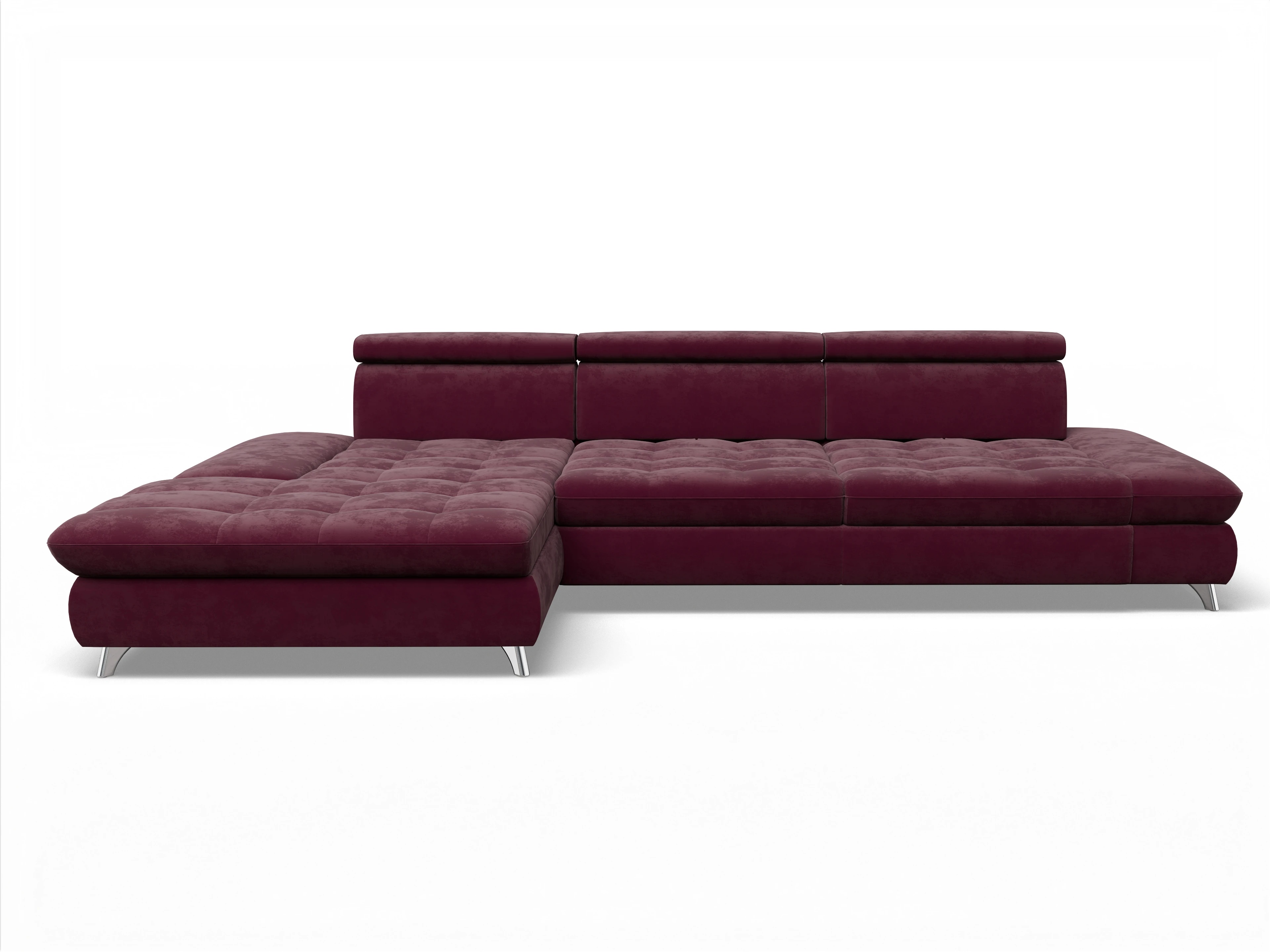 Ansicht des Produktes Memphis Stoff Ecksofa links Abschluss offen in Stoff Rot