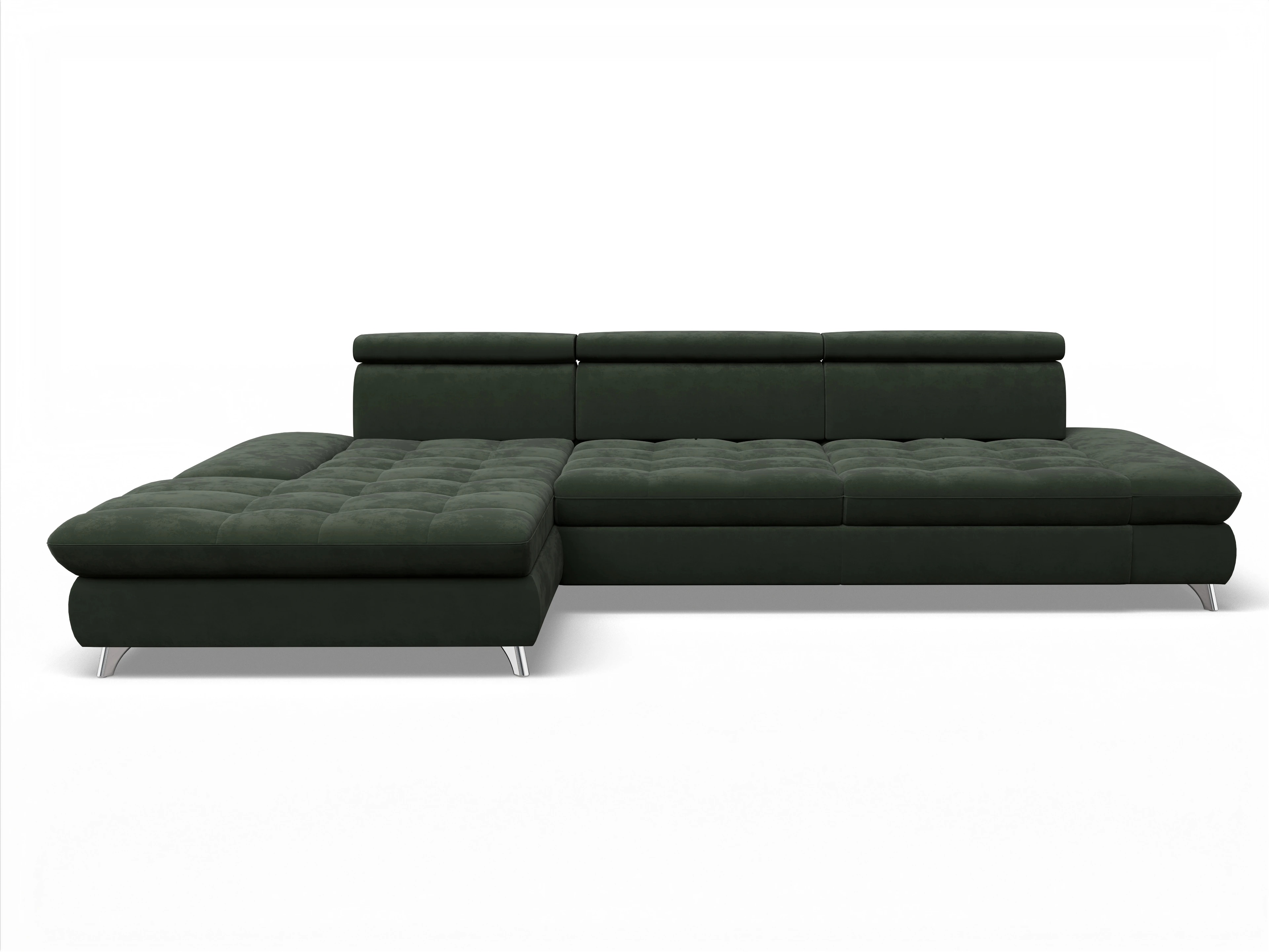 Ansicht des Produktes Memphis Stoff Ecksofa links Abschluss offen in Stoff Grün