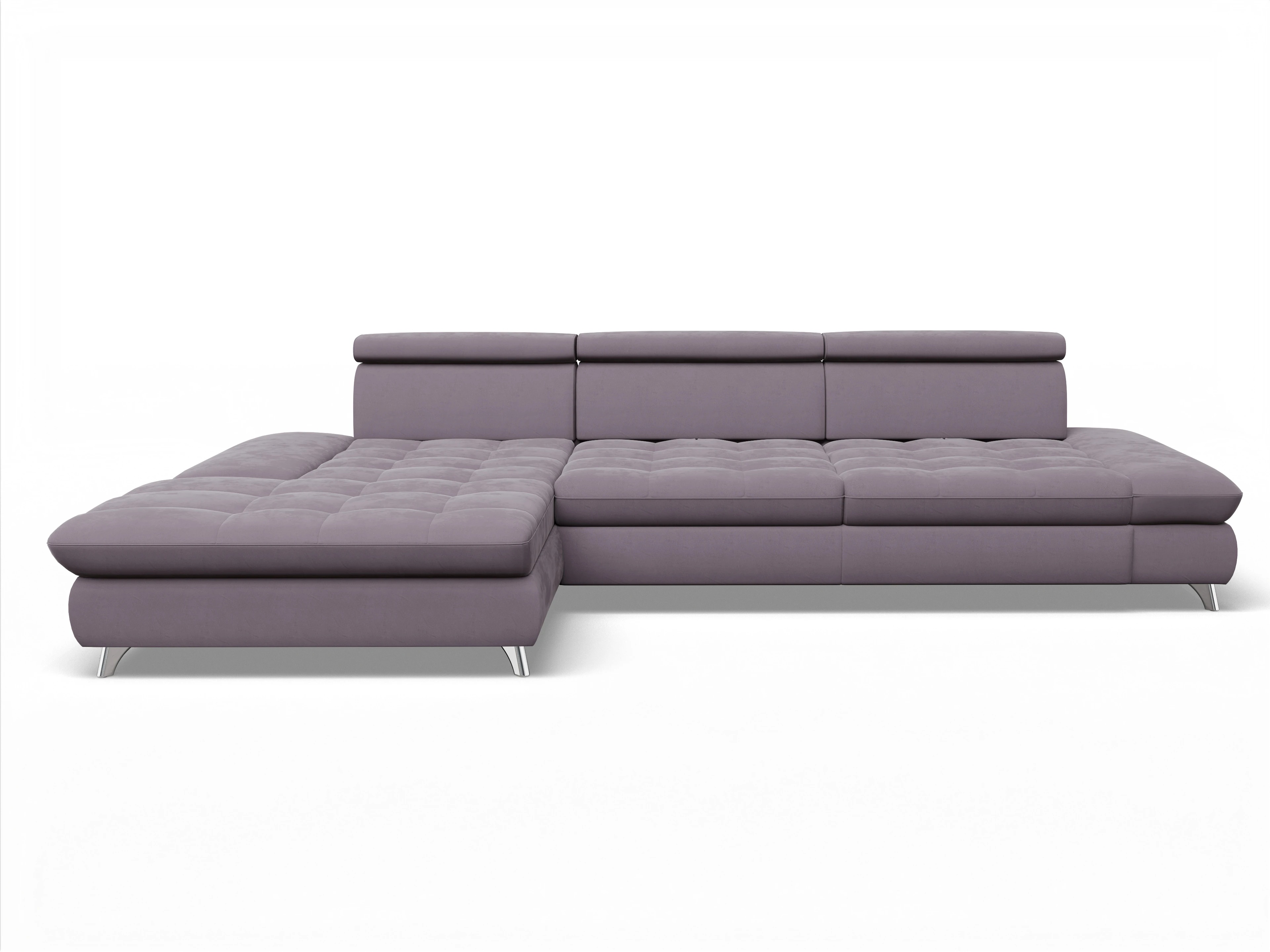 Ansicht des Produktes Memphis Stoff Ecksofa links Abschluss offen in Stoff Lila