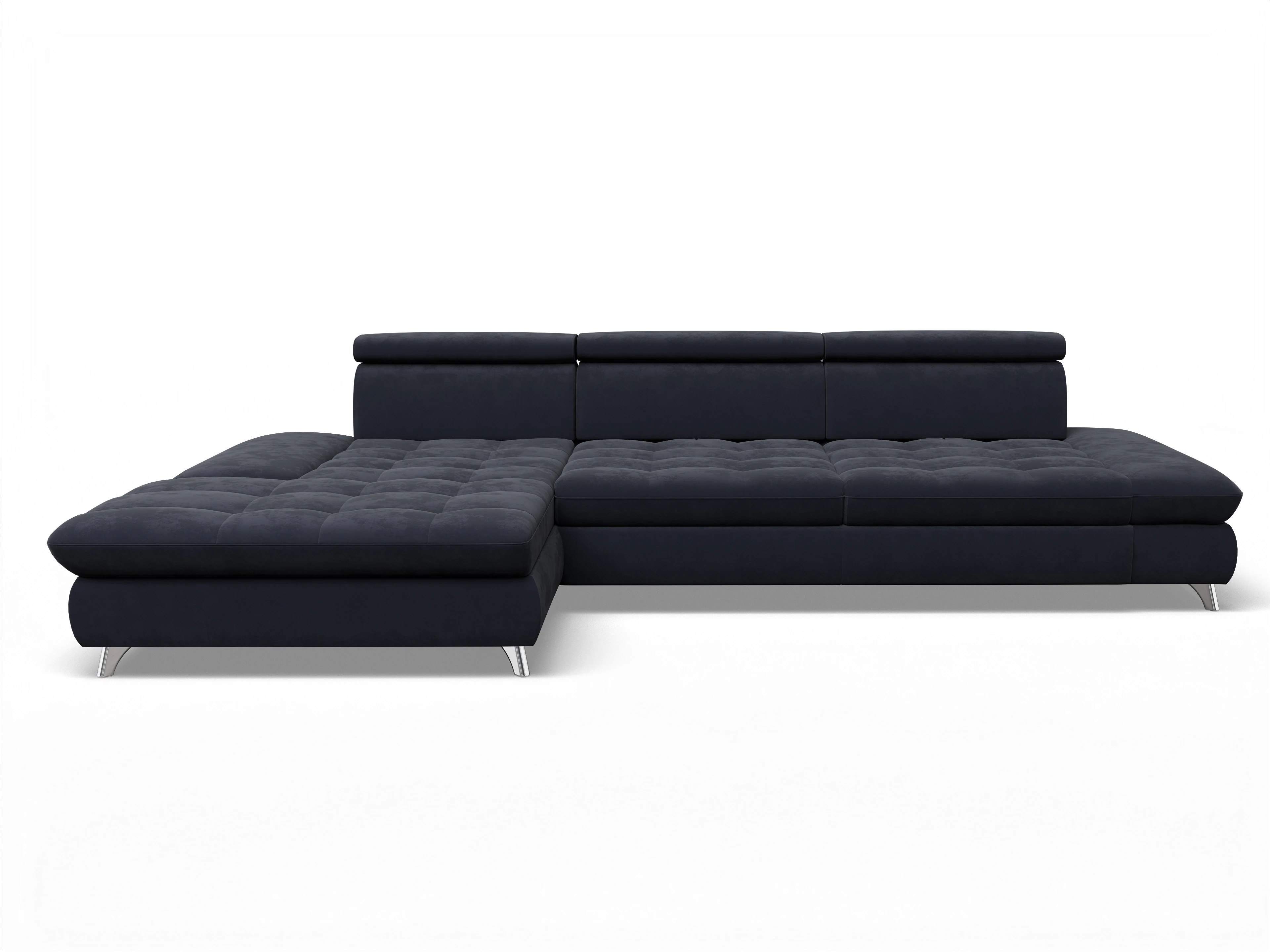 Ansicht des Produktes Memphis Stoff Ecksofa links Abschluss offen in Stoff Blau