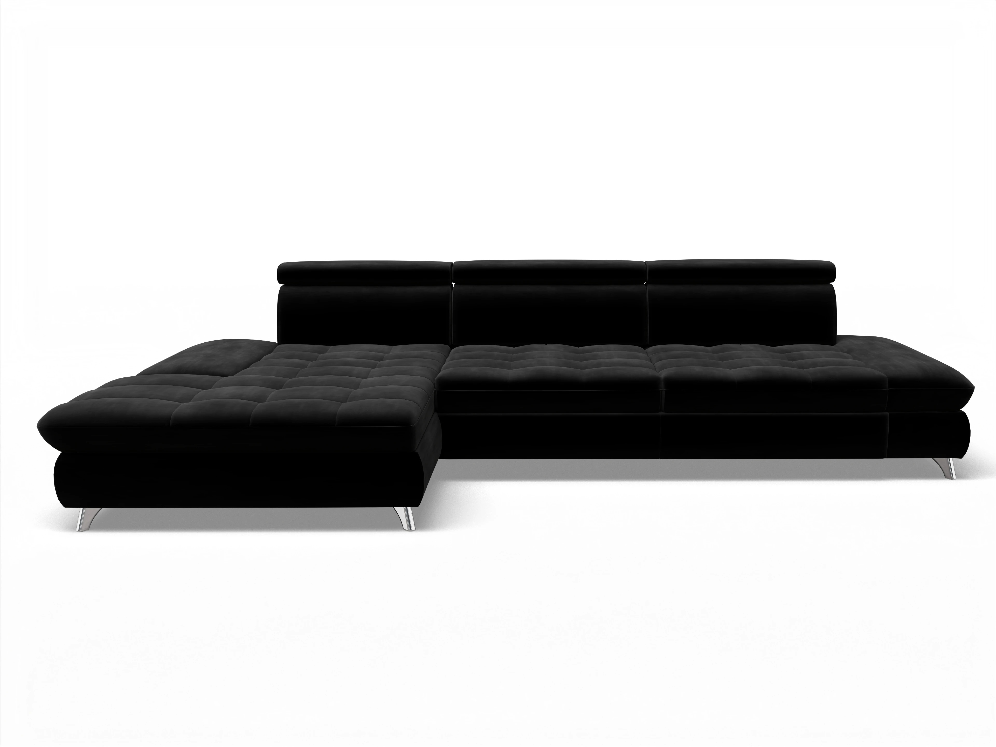 Ansicht des Produktes Memphis Stoff Ecksofa links Abschluss offen in Stoff Schwarz