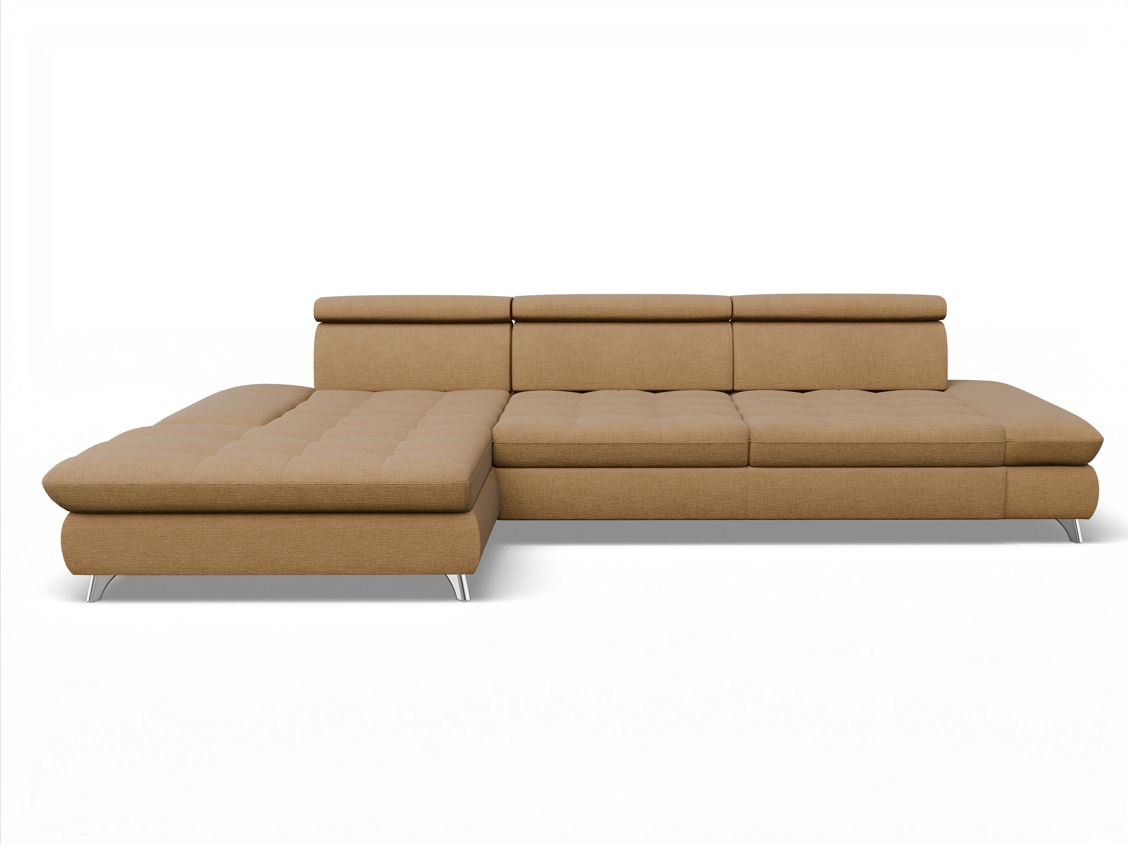 Ansicht des Produktes Memphis Stoff Ecksofa links Abschluss offen in Stoff Orange