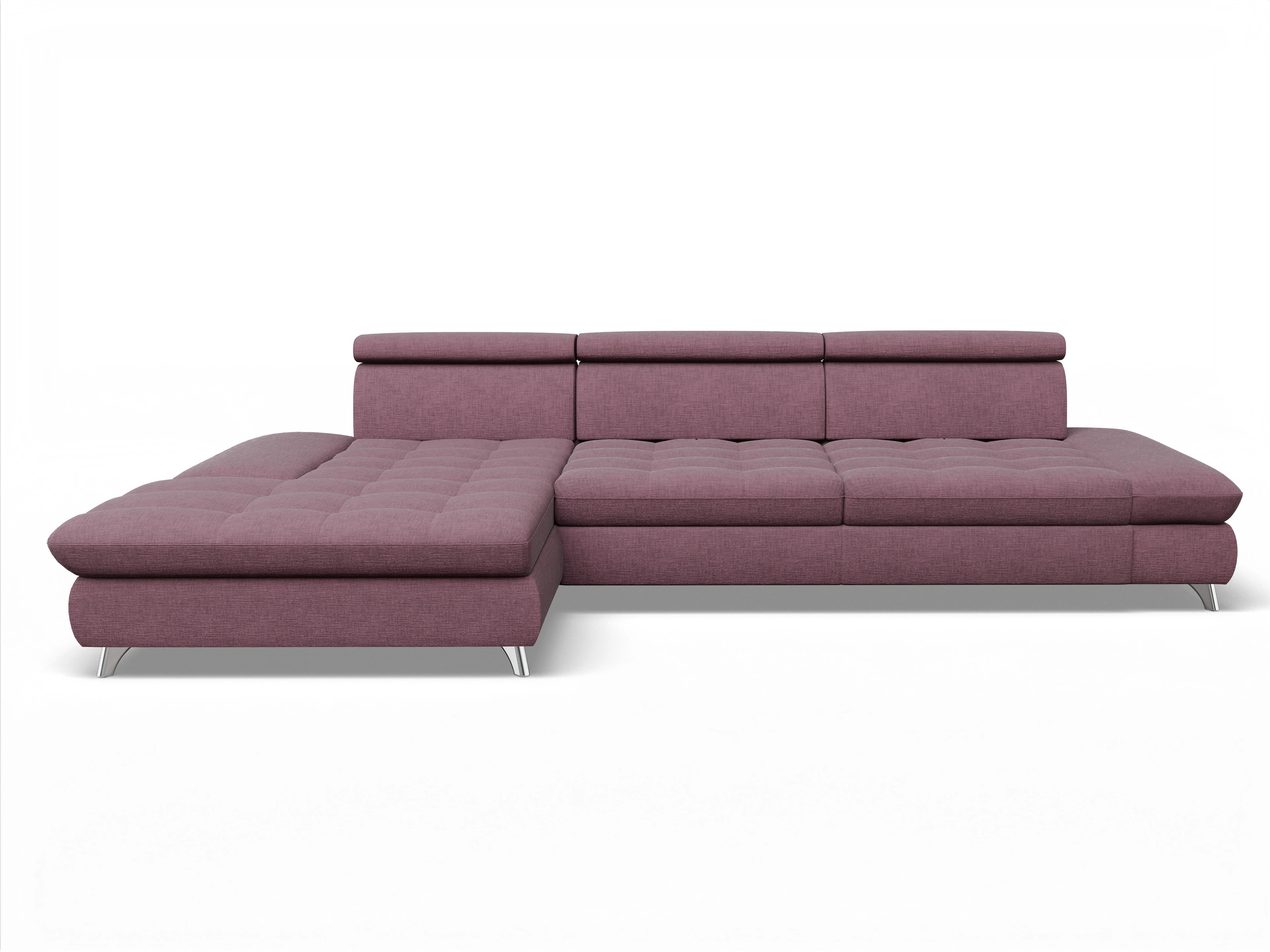 Ansicht des Produktes Memphis Stoff Ecksofa links Abschluss offen in Stoff Rot