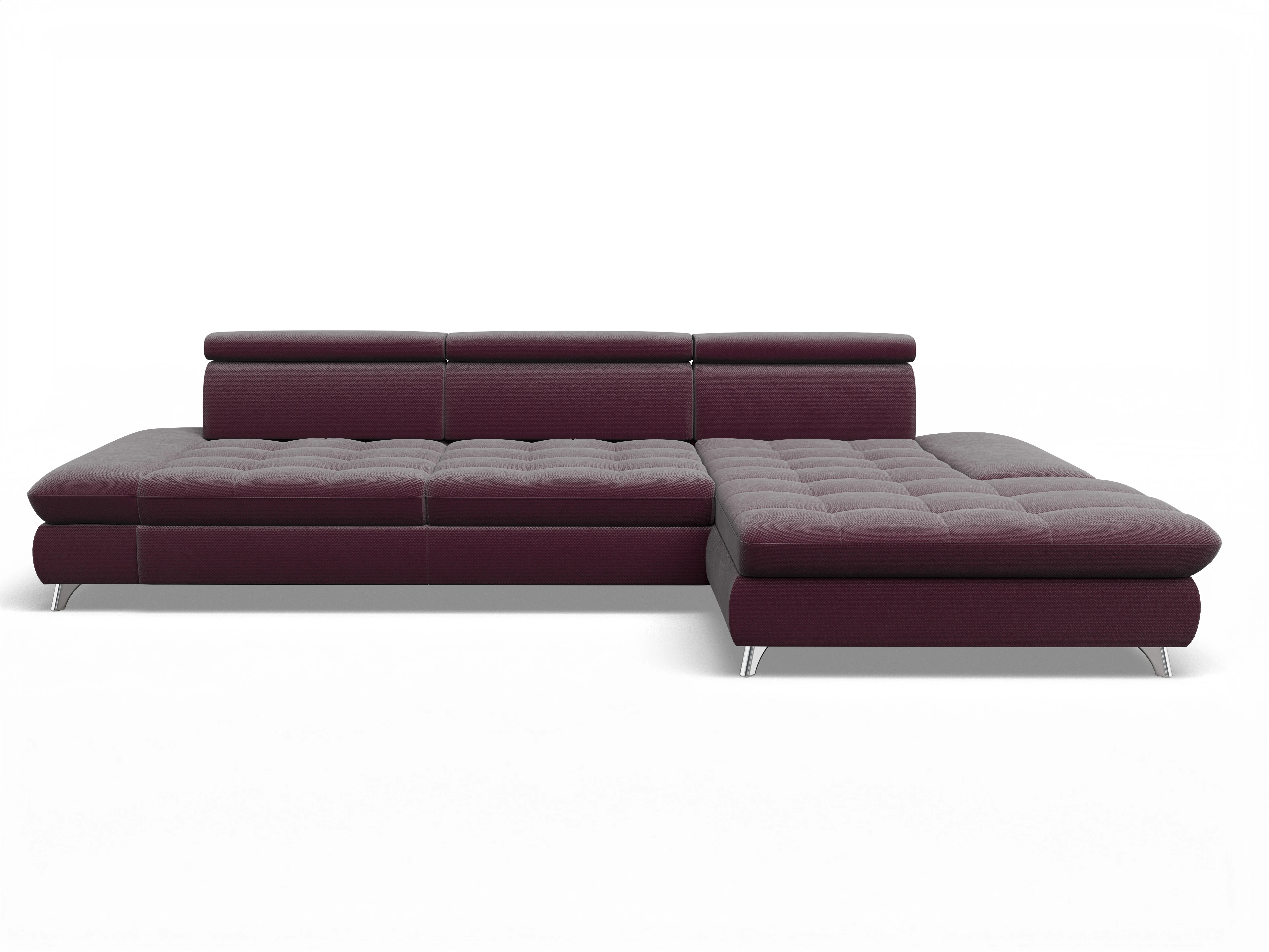 Ansicht des Produktes Memphis Stoff Ecksofa rechts Abschluss offen in Stoff Rot