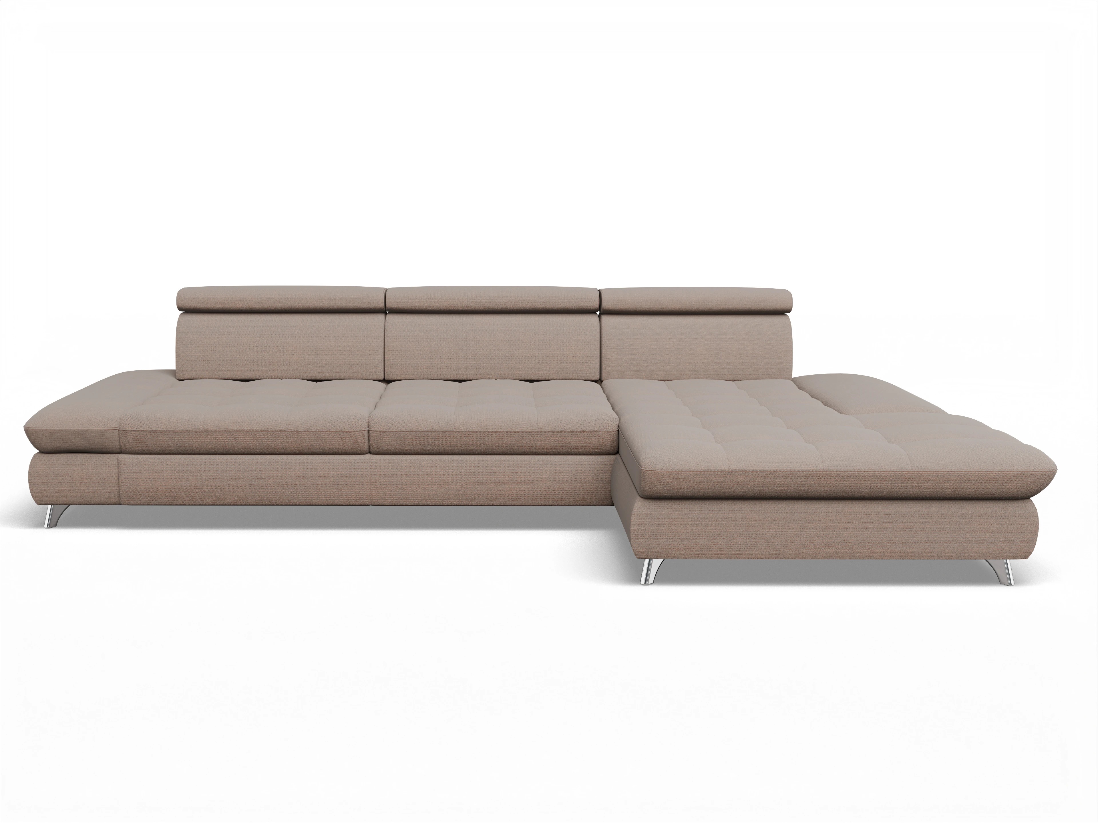 Ansicht des Produktes Memphis Stoff Ecksofa rechts Abschluss offen in Stoff Braun