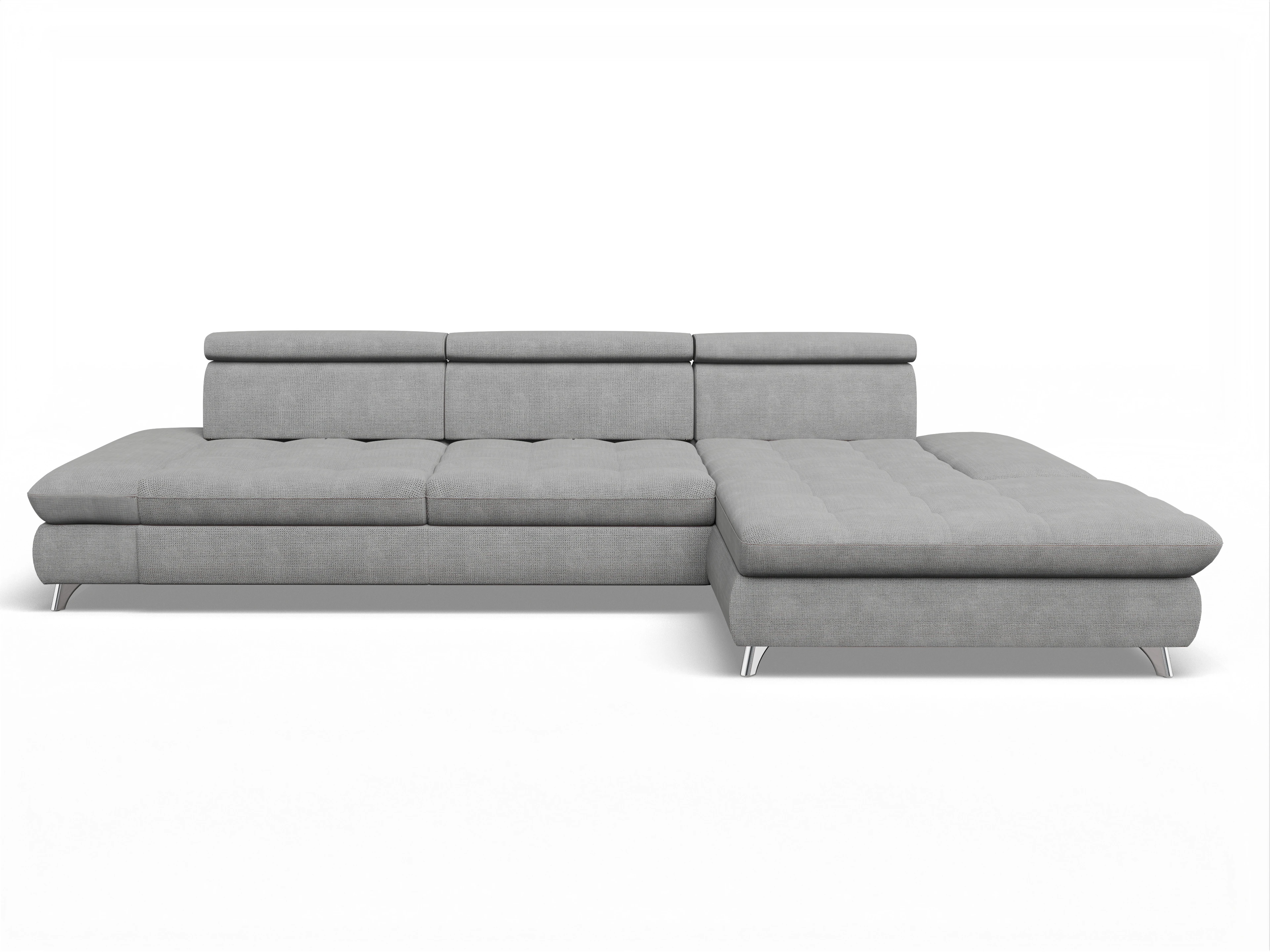 Ansicht des Produktes Memphis Stoff Ecksofa rechts Abschluss offen in Stoff Grau