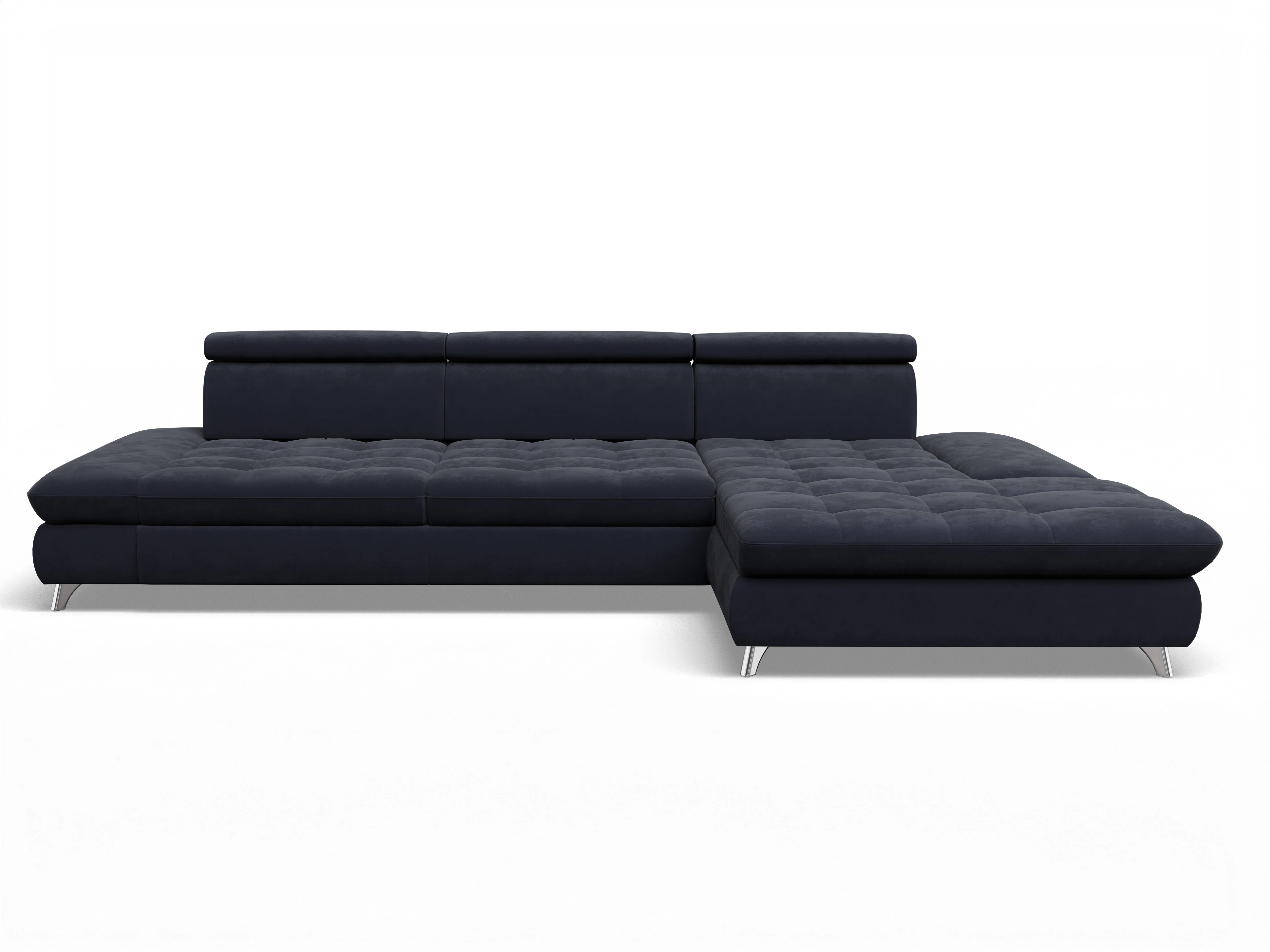 Ansicht des Produktes Memphis Stoff Ecksofa rechts Abschluss offen in Stoff Blau