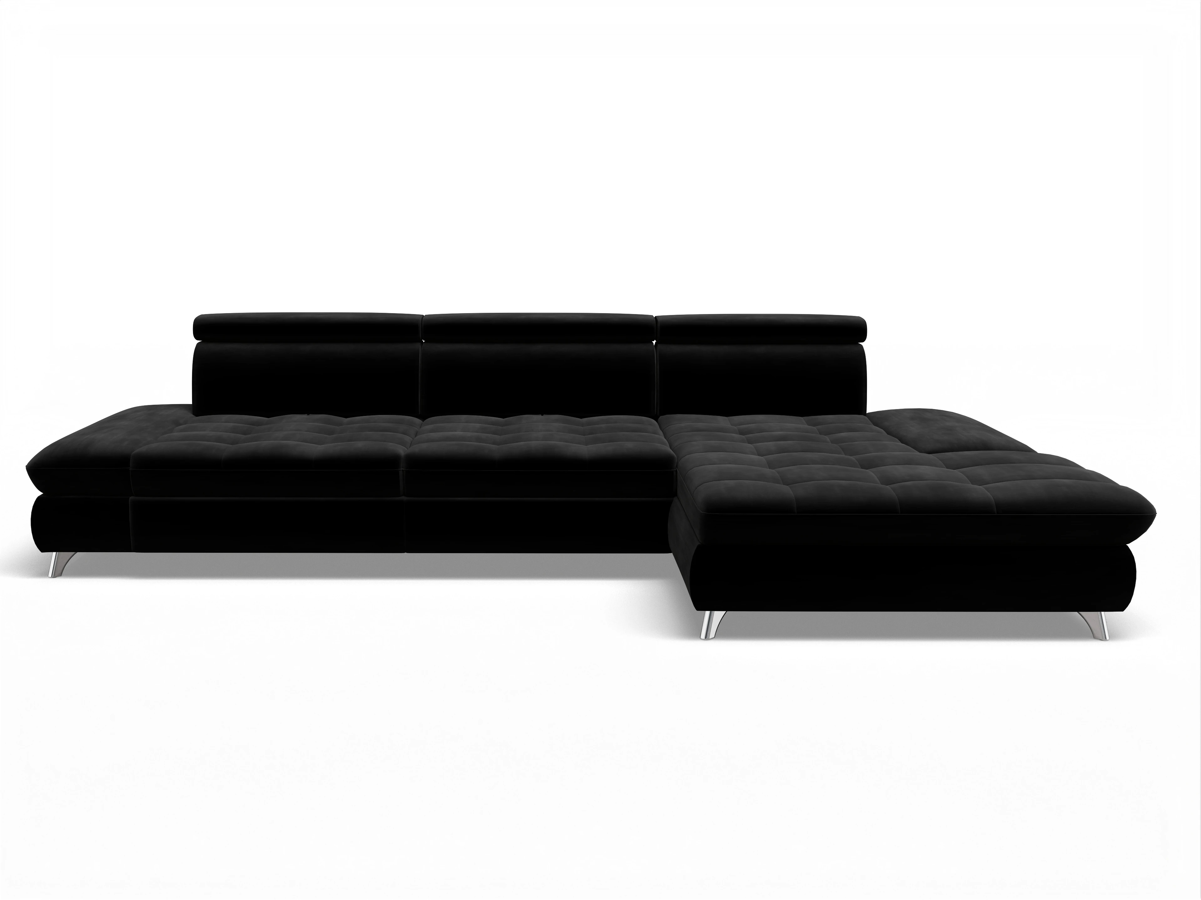 Ansicht des Produktes Memphis Stoff Ecksofa rechts Abschluss offen in Stoff Schwarz