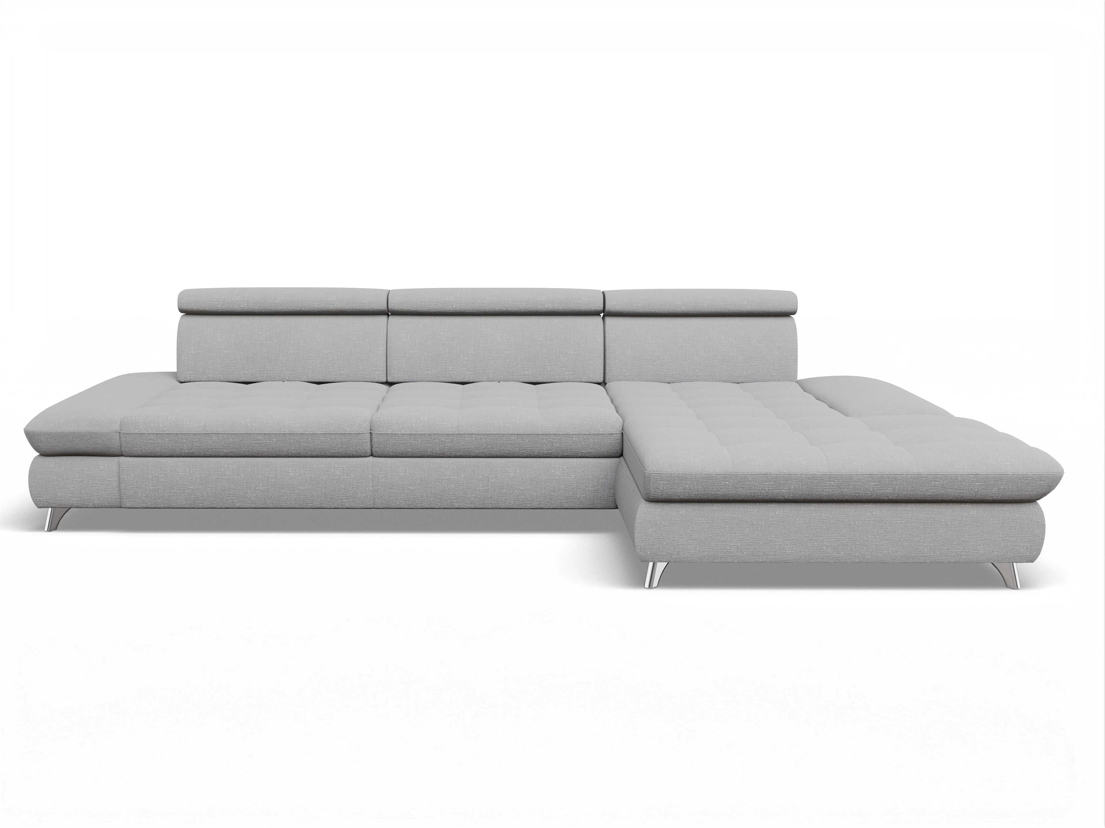 Ansicht des Produktes Memphis Stoff Ecksofa rechts Abschluss offen in Stoff Grau