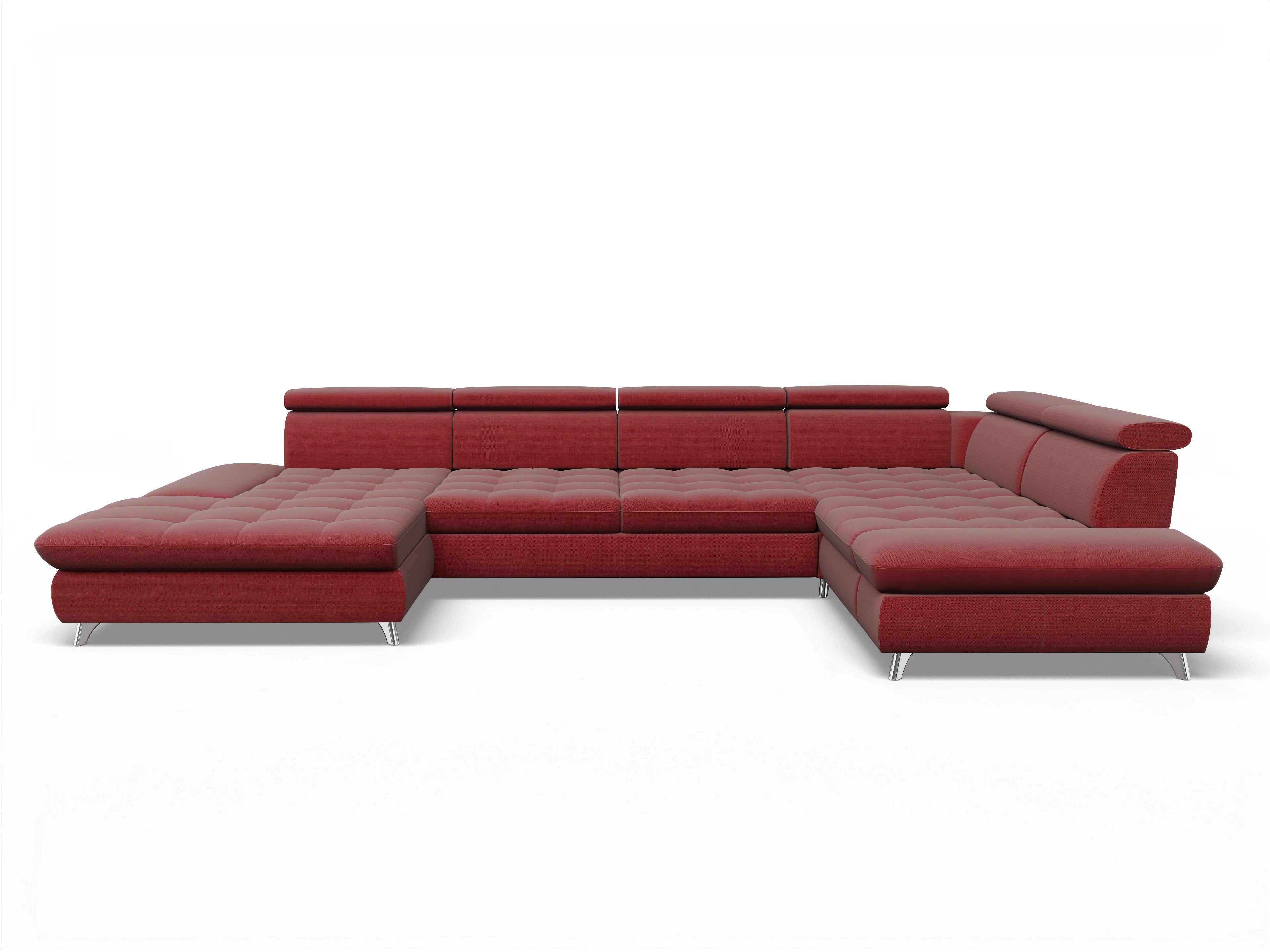 Ansicht des Produktes Memphis Stoff Wohnlandschaft Armlehne rechts Abschluss offen links in Stoff Rot